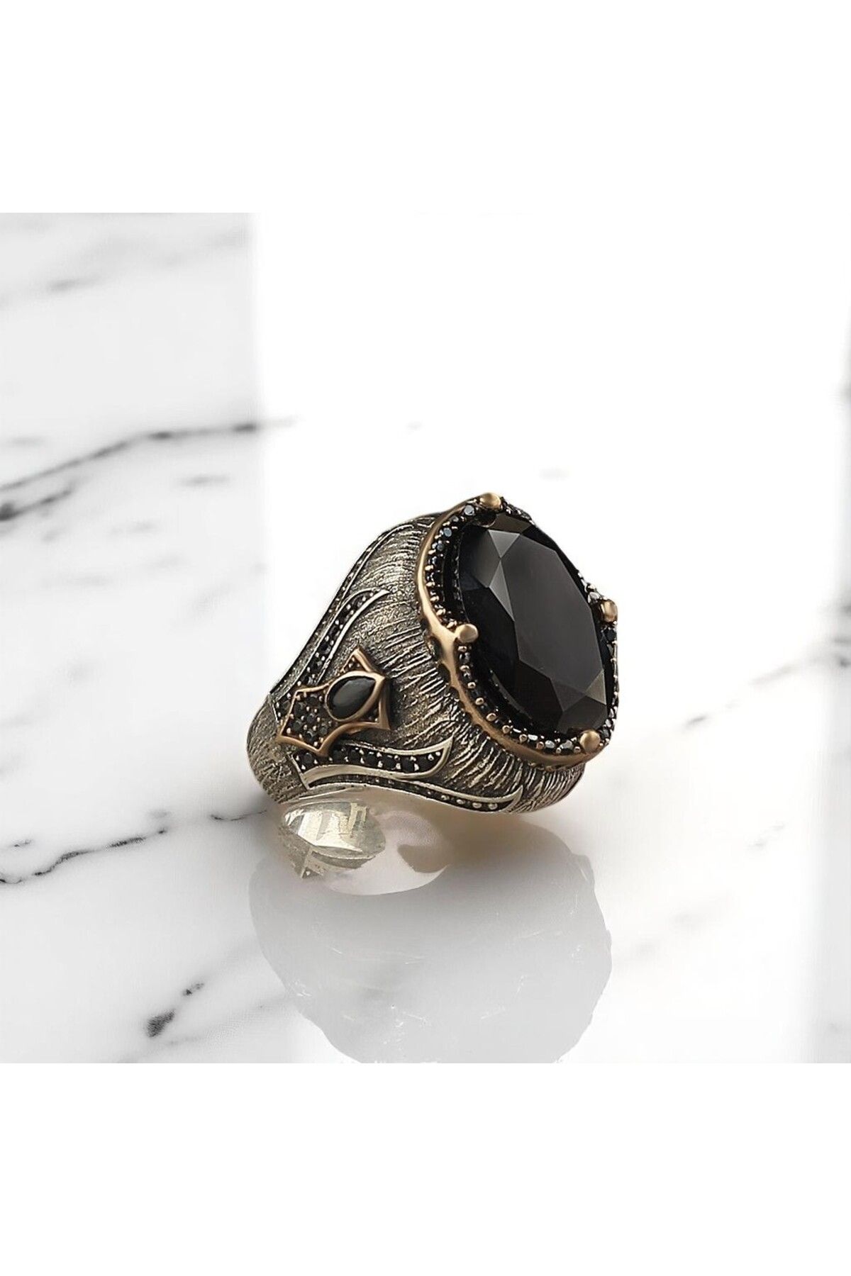 Asteria Jewelry Siyah Zirkon Taşlı Gümüş Yüzük