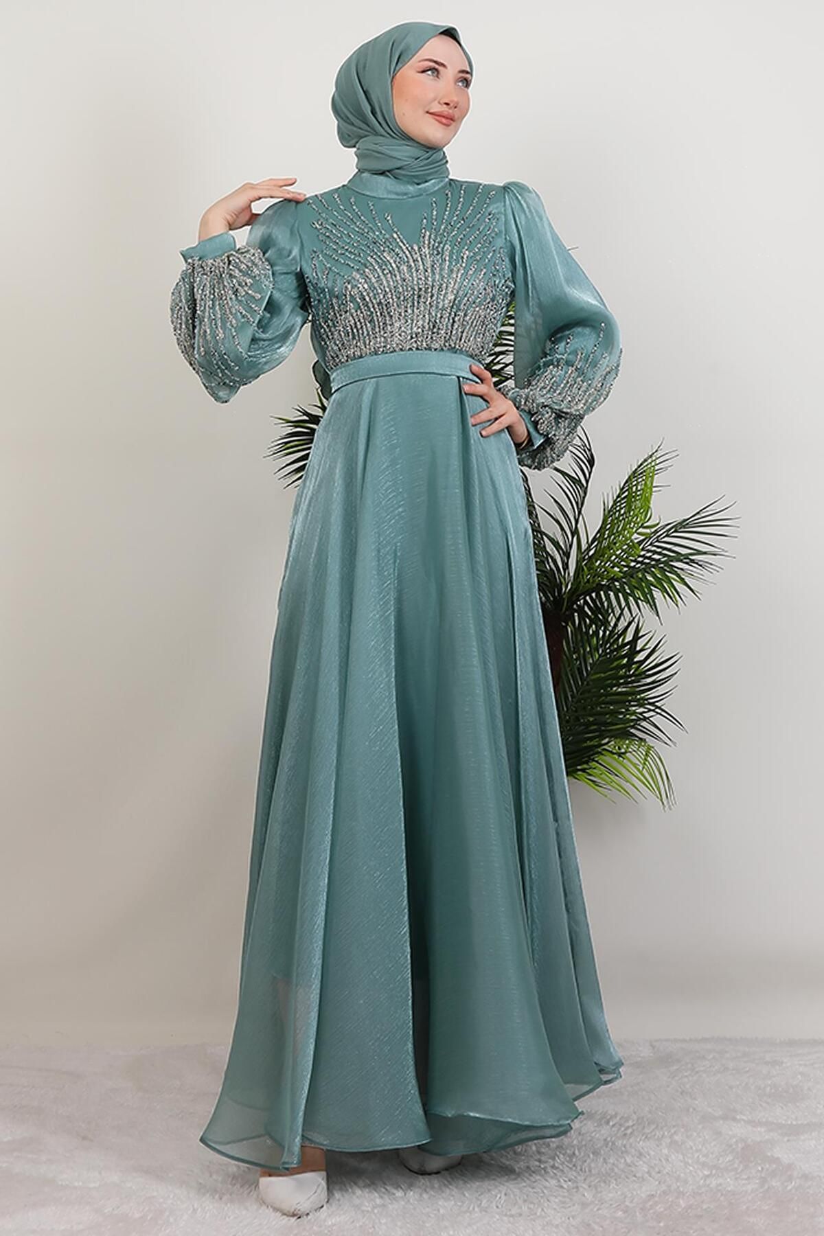 giz astore Aven Taşlı Abiye Mint