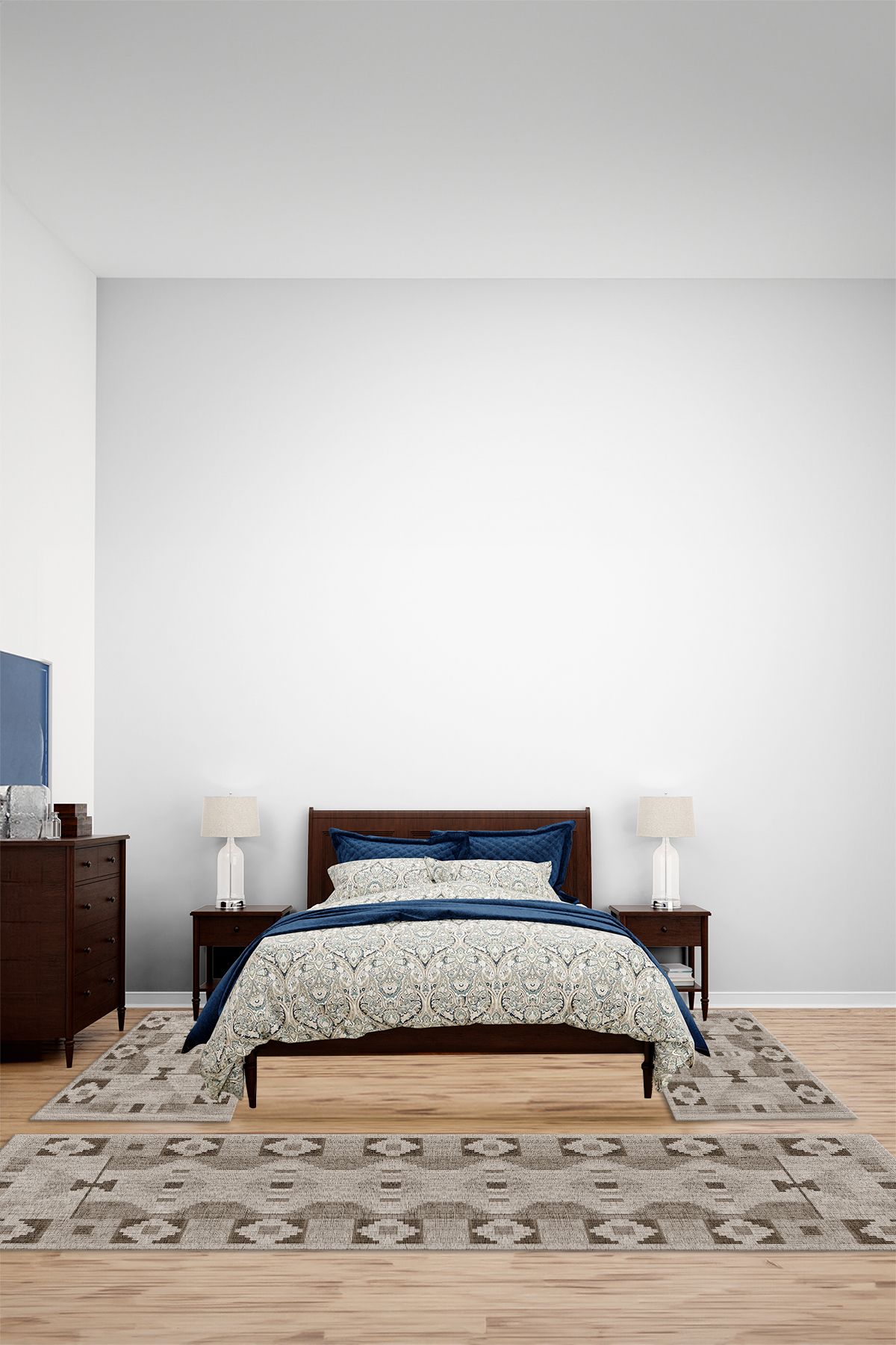 Viyana Home Dijital Kaymaz Etnik Modern Desenli Yıkanabilir Üçlü Yatak Odası Takımı Halısı, YO-ETNİK-72-KAHVE,
