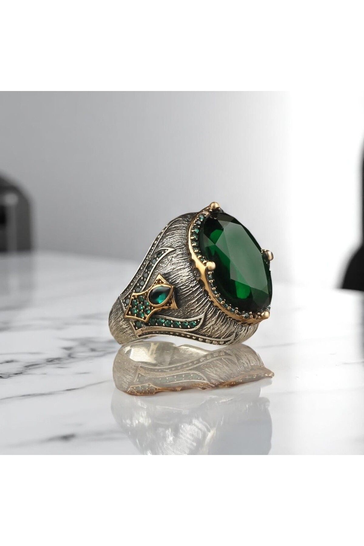 Asteria Jewelry Yeşil Zirkon Taşlı Gümüş Yüzük