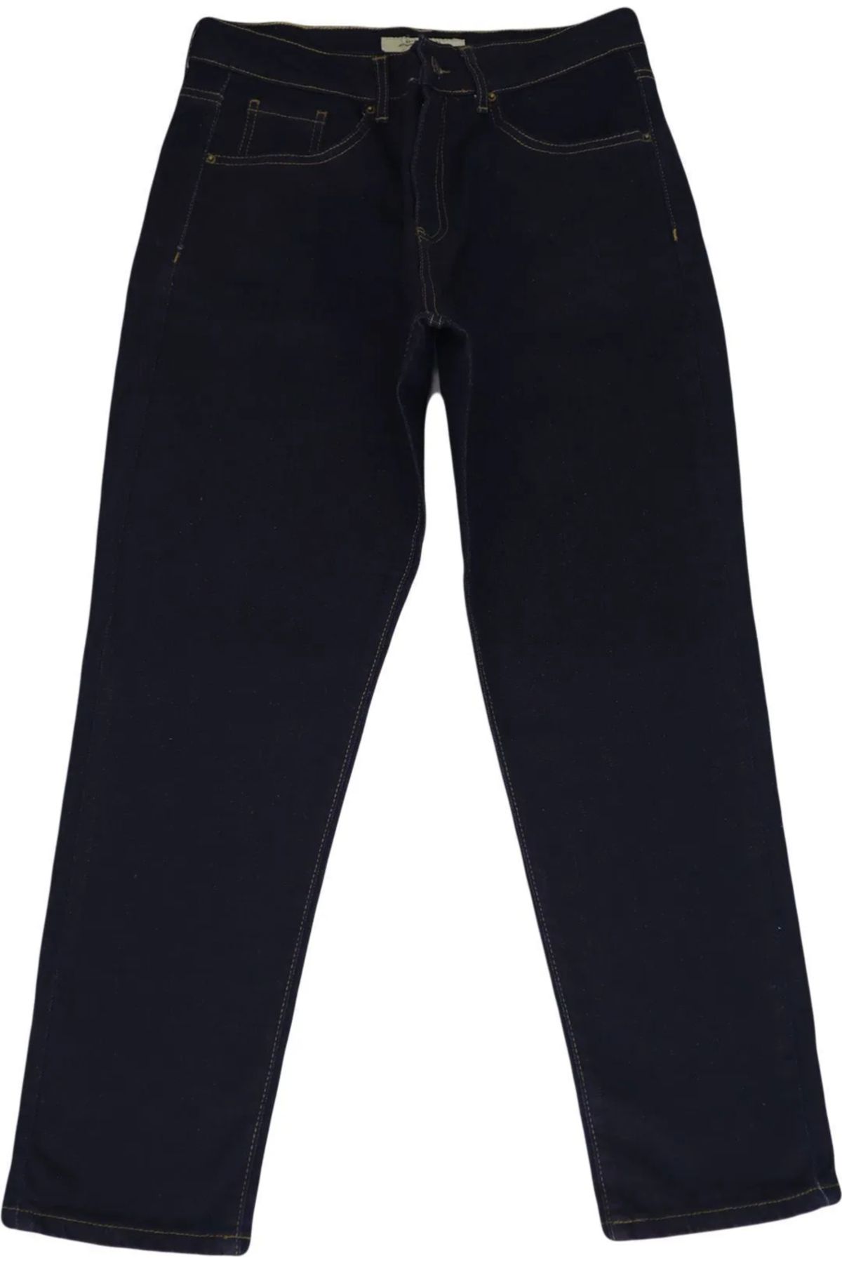 HACKER DENIM DMC TEKSTİL Kadın Koyu Lacivert Yüksek Bel Rahat Kesim Boru Paça Büyük Beden Jean Pantolon