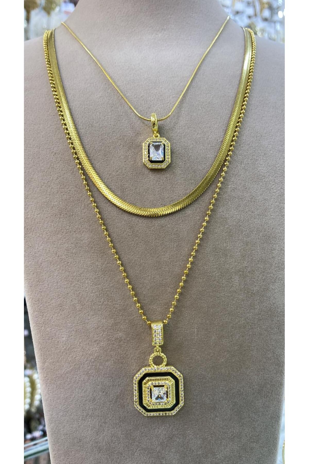 Azra Accessories Kadın Çelik Çoklu Kolye
