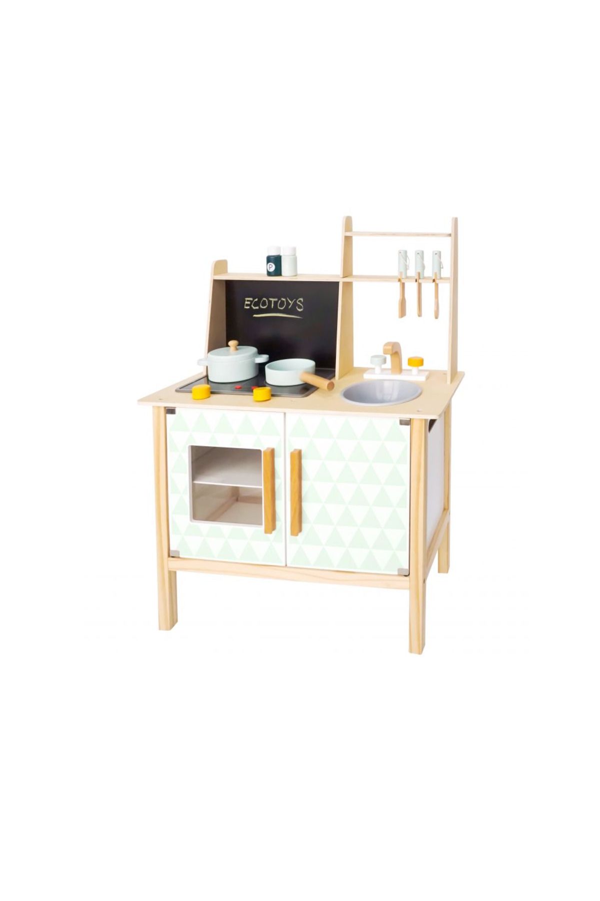 bigshot Bucatarie Din Lemn Pentru Copii, Bigshot , Cu Tabla Pentru Retete, Accesorii De Gatit, Alb - - One Size