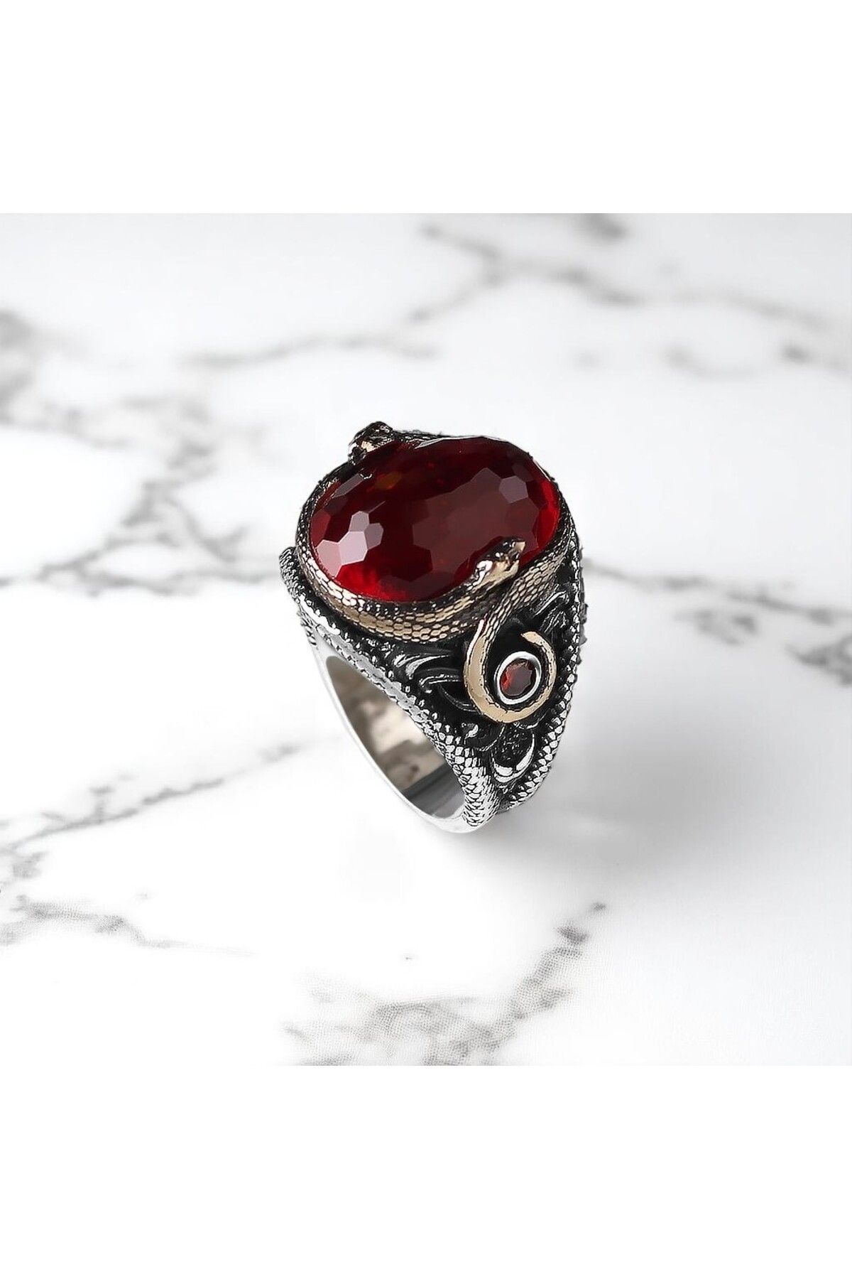 Asteria Jewelry Kırmızı Zirkon Taşlı Gümüş Yüzük