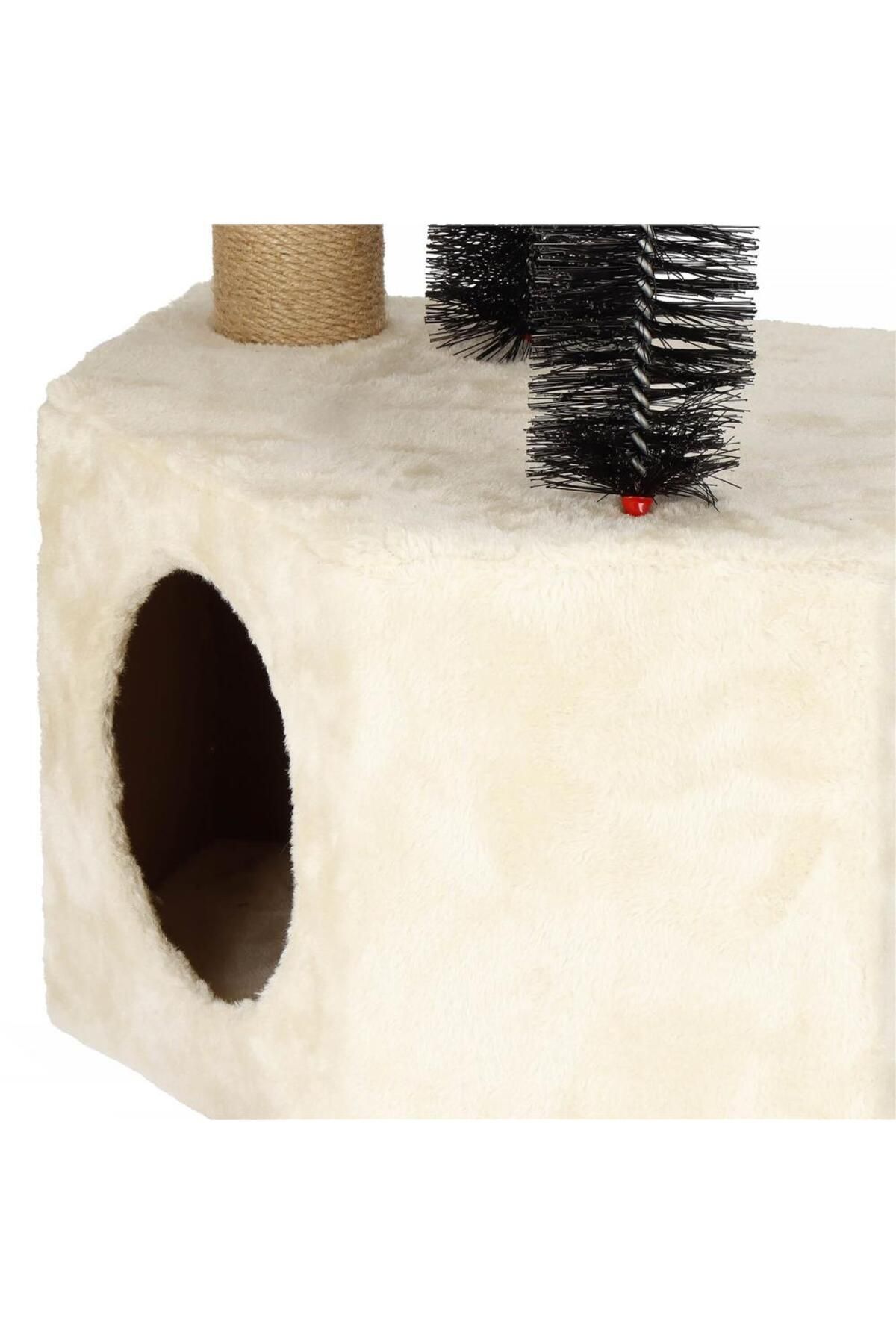 SERSIMO-Cat play set, with scratching post, hiding place, bed, hammock, ball, 154cm, cream 6