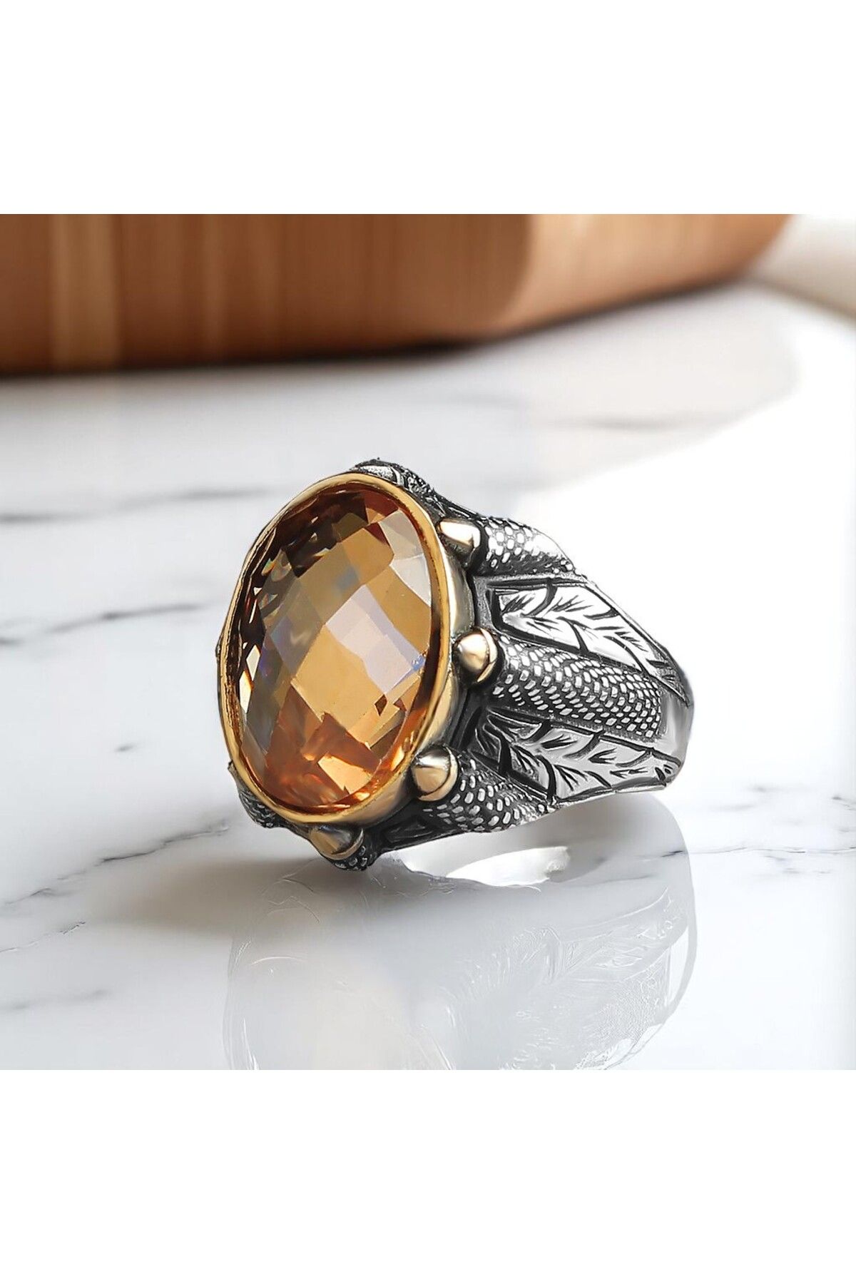 Asteria Jewelry Kuvars Taşlı Gümüş Erkek Yüzük