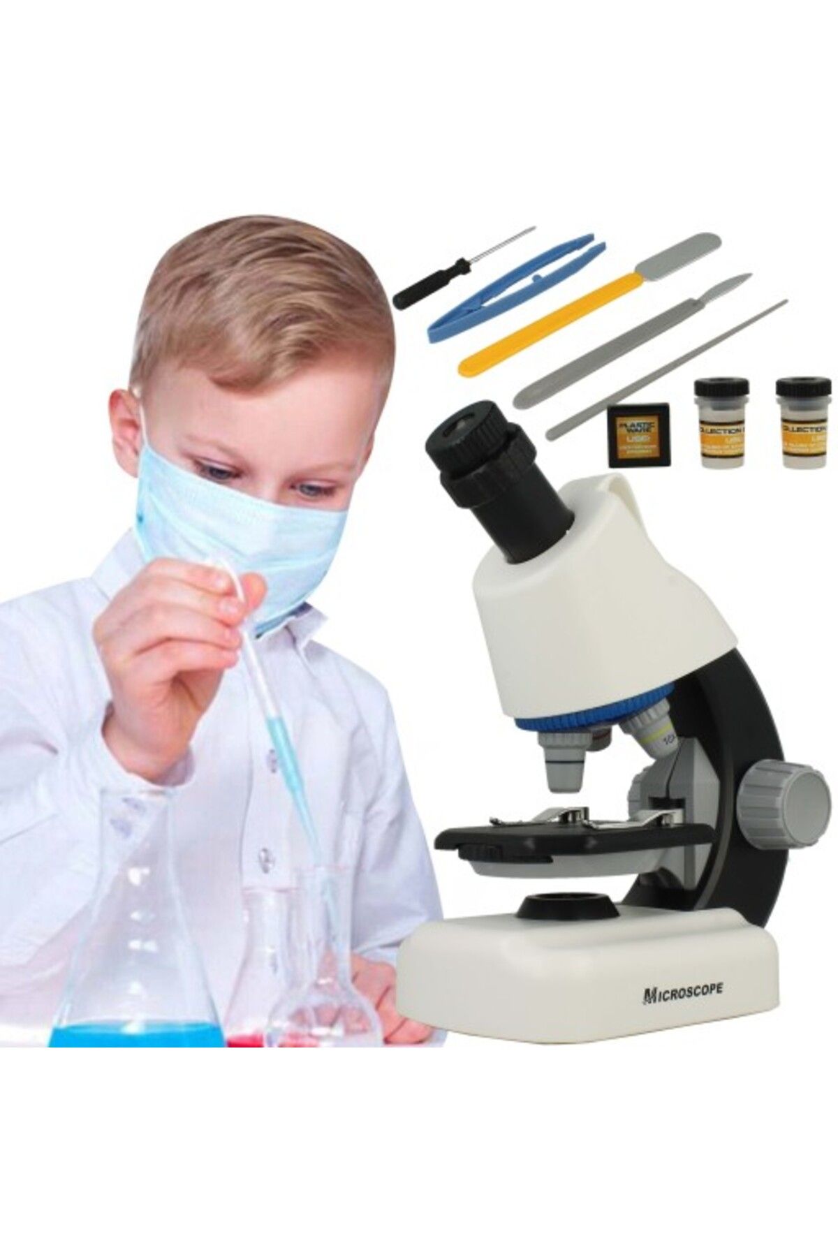ideal STORE-Multifunctional Scientific Microscope I"Micro idealSTORE, Dimensions 22 x 10 x 16 cm, Adjustable LED Lamp 9