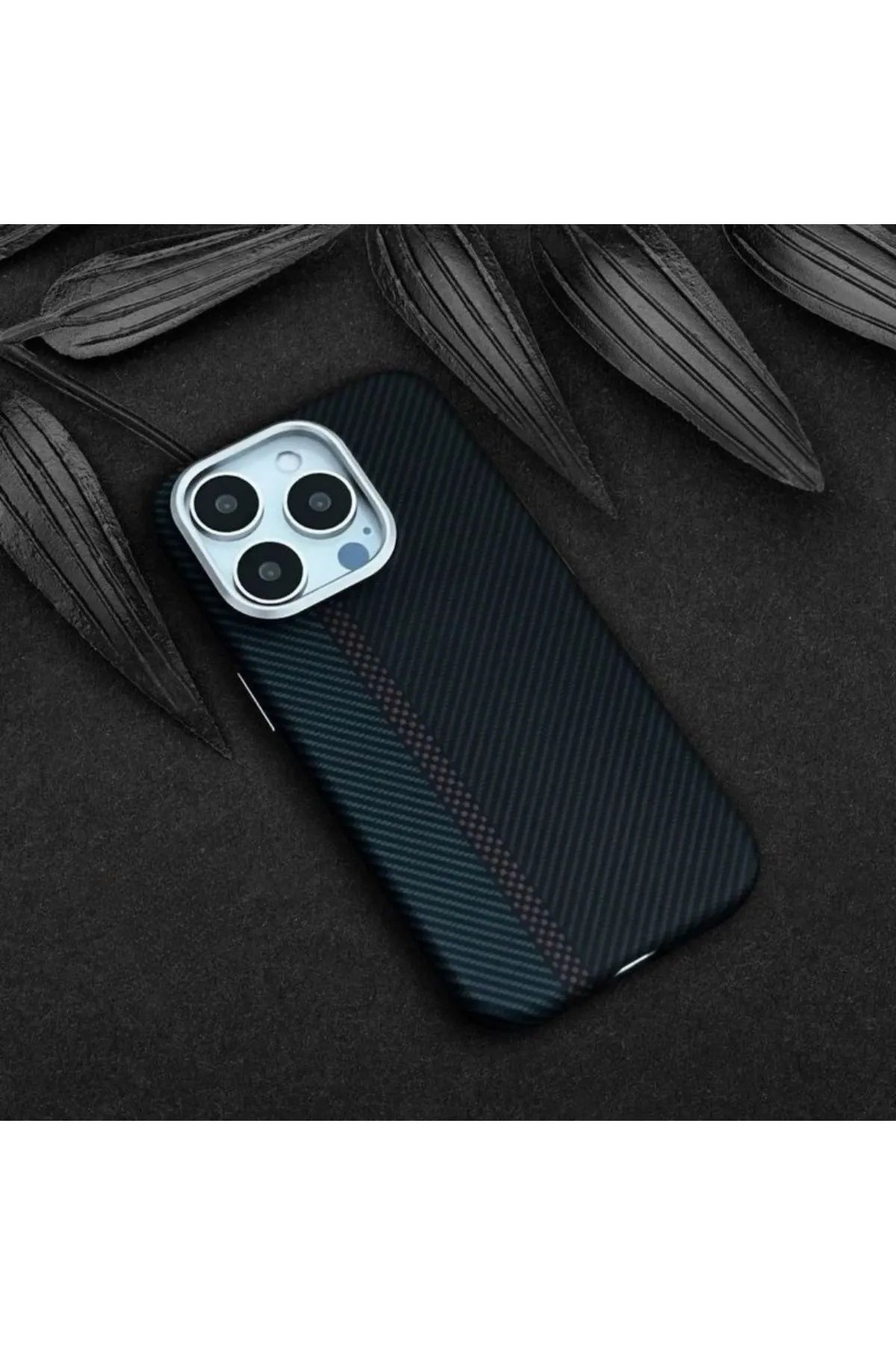 nexnova Apple İphone 15 Pro Max Uyumlu Lux Carbon Fiber Magsafe Metal Kılıf Ultra Hafif İnce Manyetik Kapak