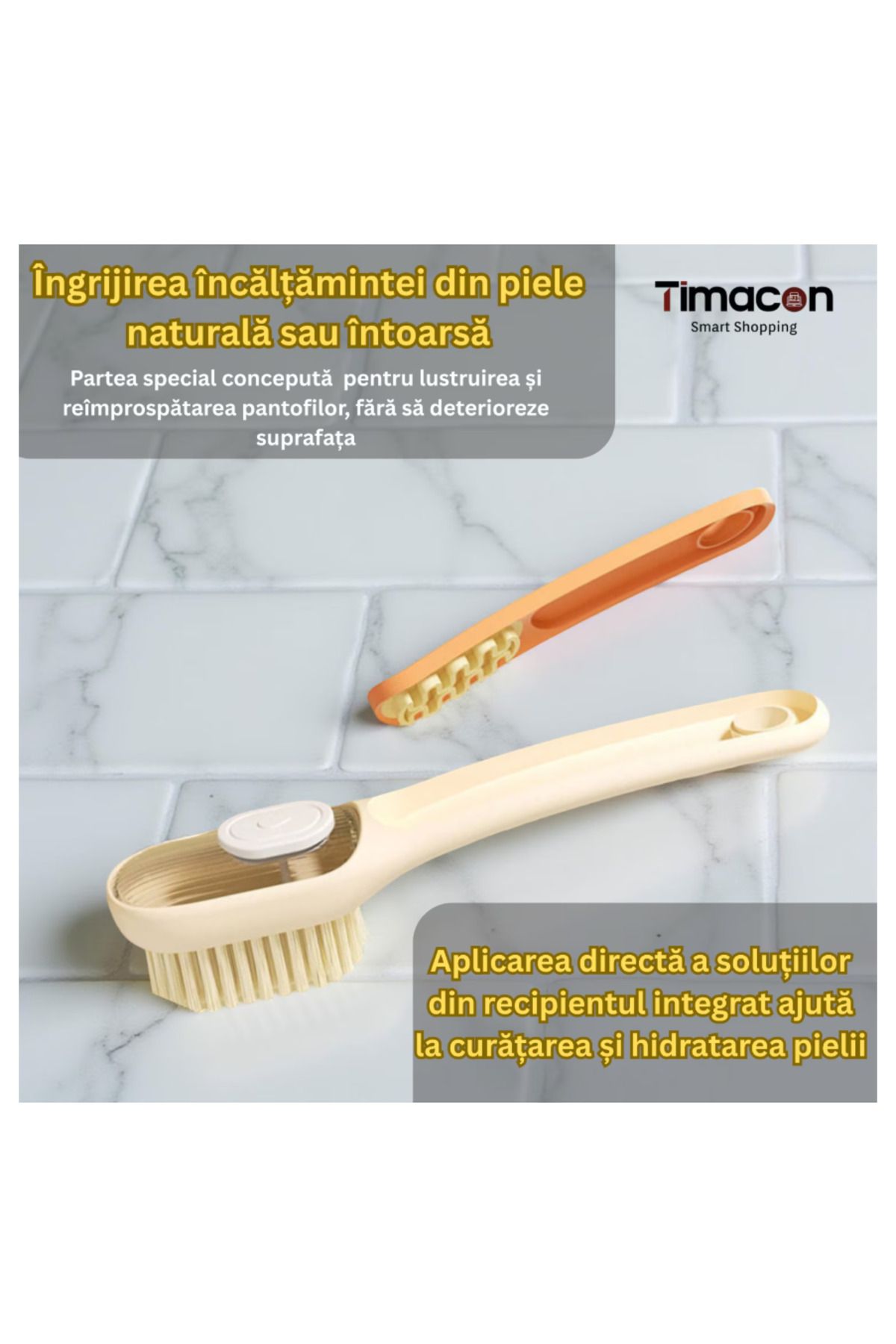 Tim-2 in 1 Multifunctional Brush, Timacon, Dense/Suede Brush, with Liquid Container, Gray 2