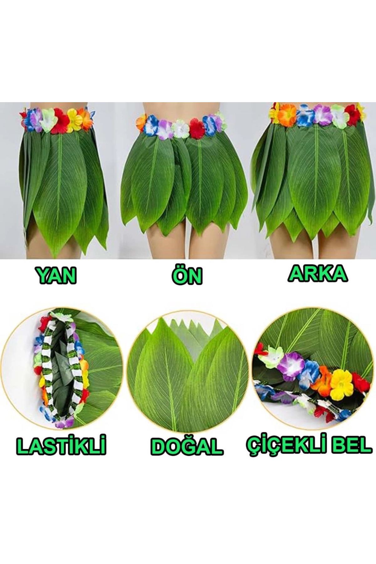 CANSA Tropikal Esintili Hawaii Yapraklı Parti Eteği Çocuk Boy