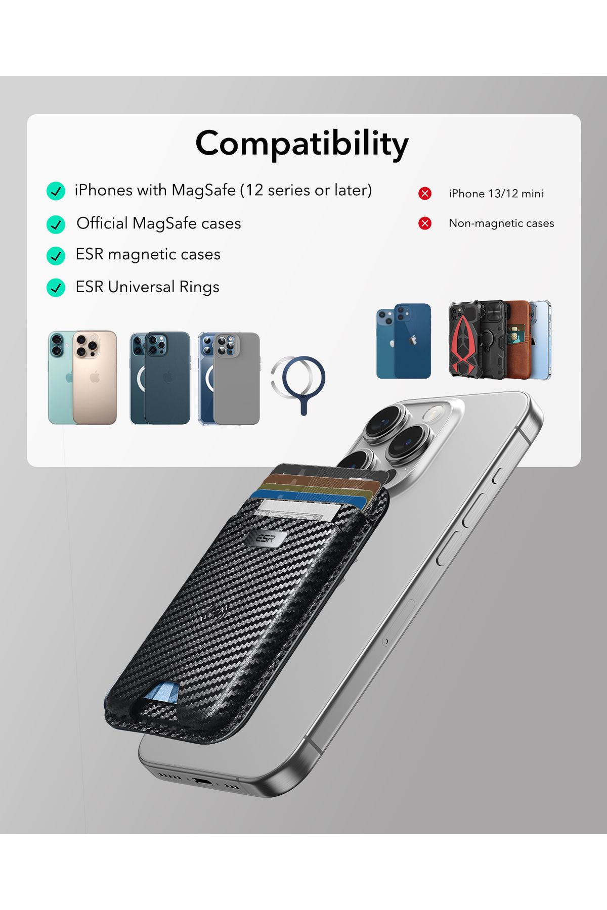ESR Classic Geo Magsafe Wallet Boost Find My Lisanslı Cüzdan