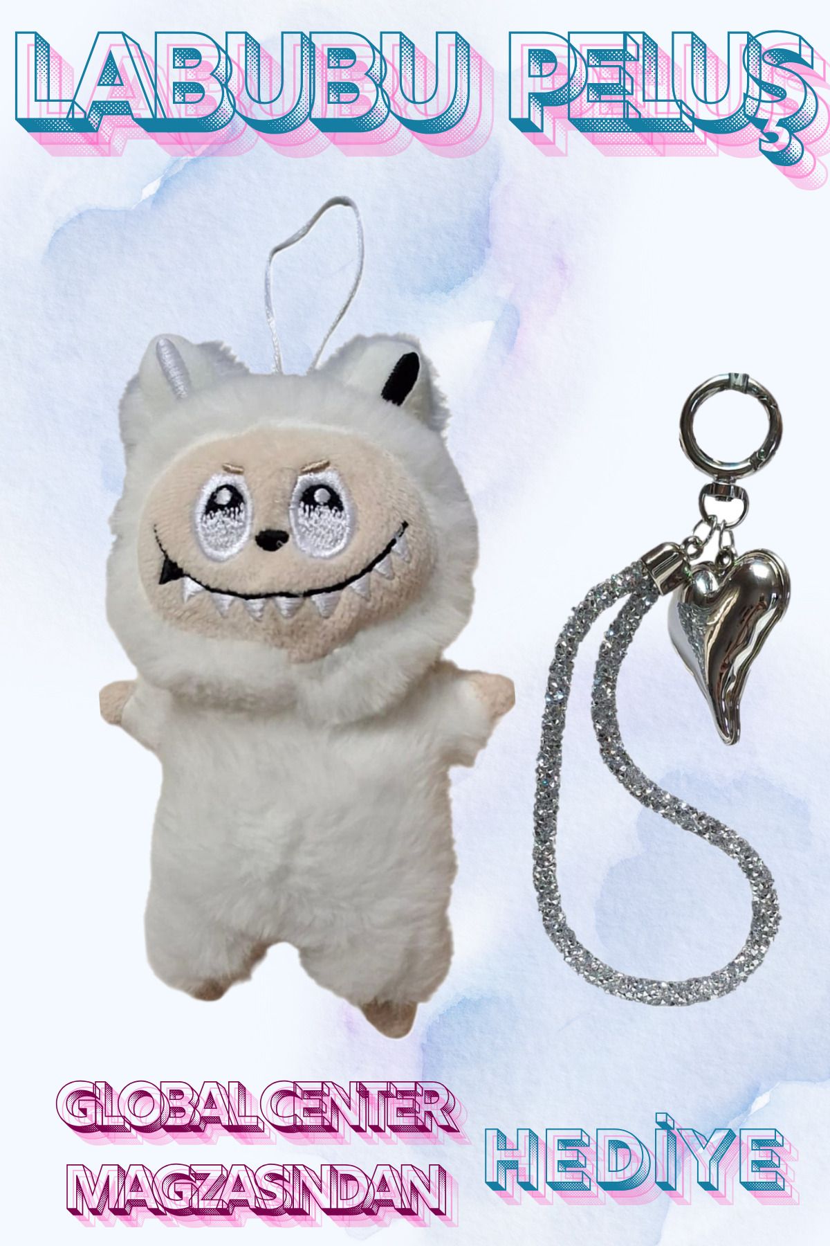FO Labubu Oyuncak Labubu Peluş Bebek Peluş Oyuncak Labubu Anahtarlık, Charm Hediyeli