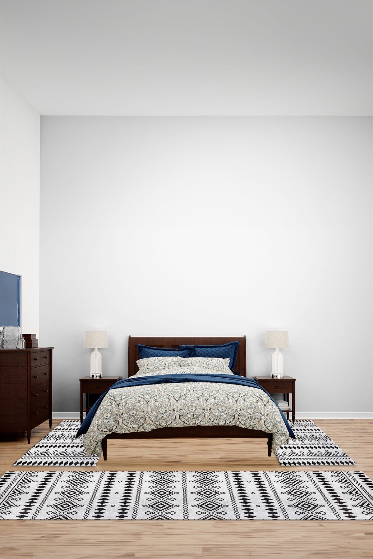 Viyana Home Kaymaz Eski Görünümlü İskandinav Model Yıkanabilir Üçlü Yatak Odası Halısı, YO-İSKANDİNAV-86-GRİ,