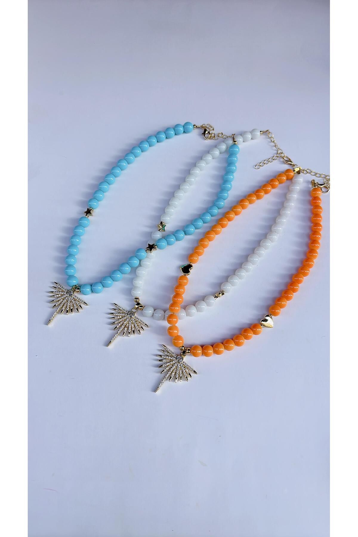 Tubb's Accessories Renkli boncuklu zirkon taşlı kolye