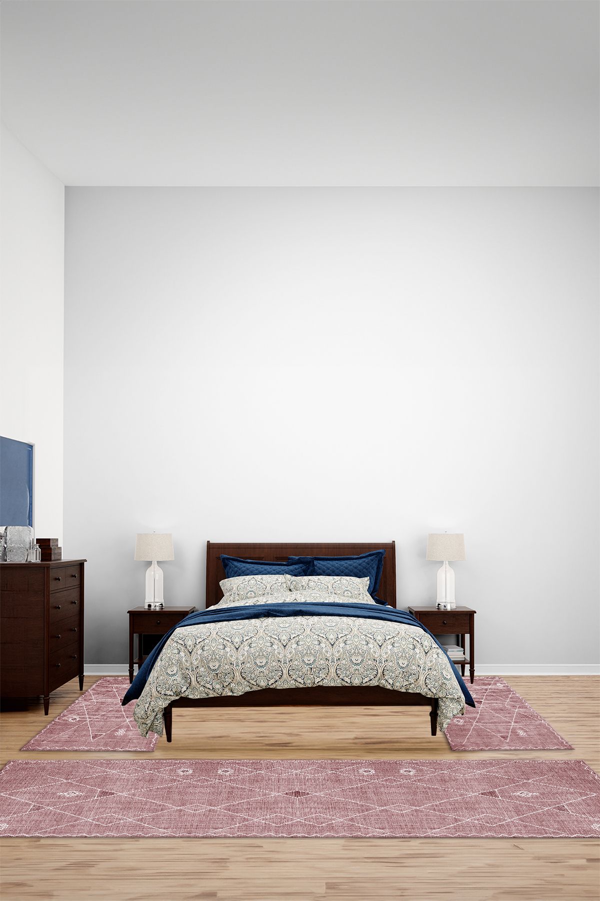 Viyana Home Kaymaz Klasik Sade İskandinav Model Yıkanabilir Üçlü Yatak Odası Halısı, YO-İSKANDİNAV-77-PEMBE,