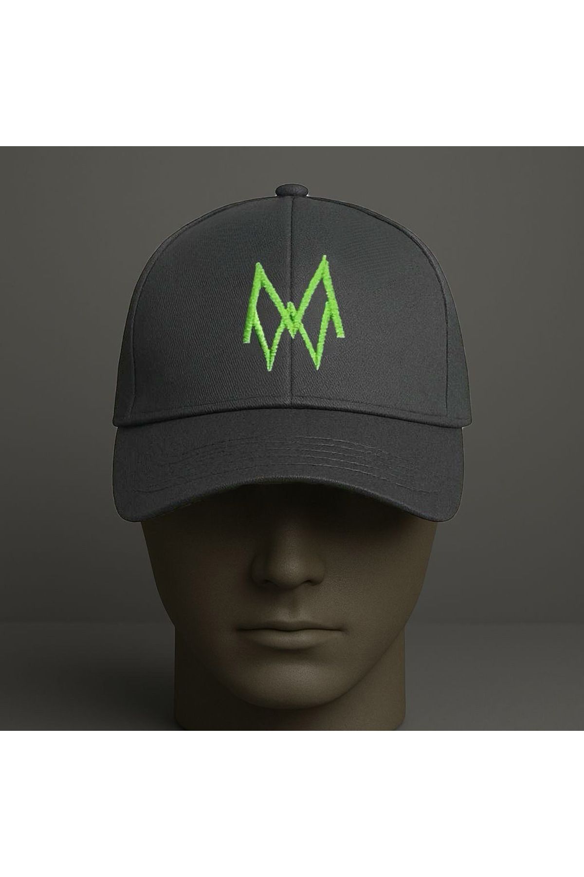mieraedesign Mierae Unisex Yeşil Desenli Gri Şapka