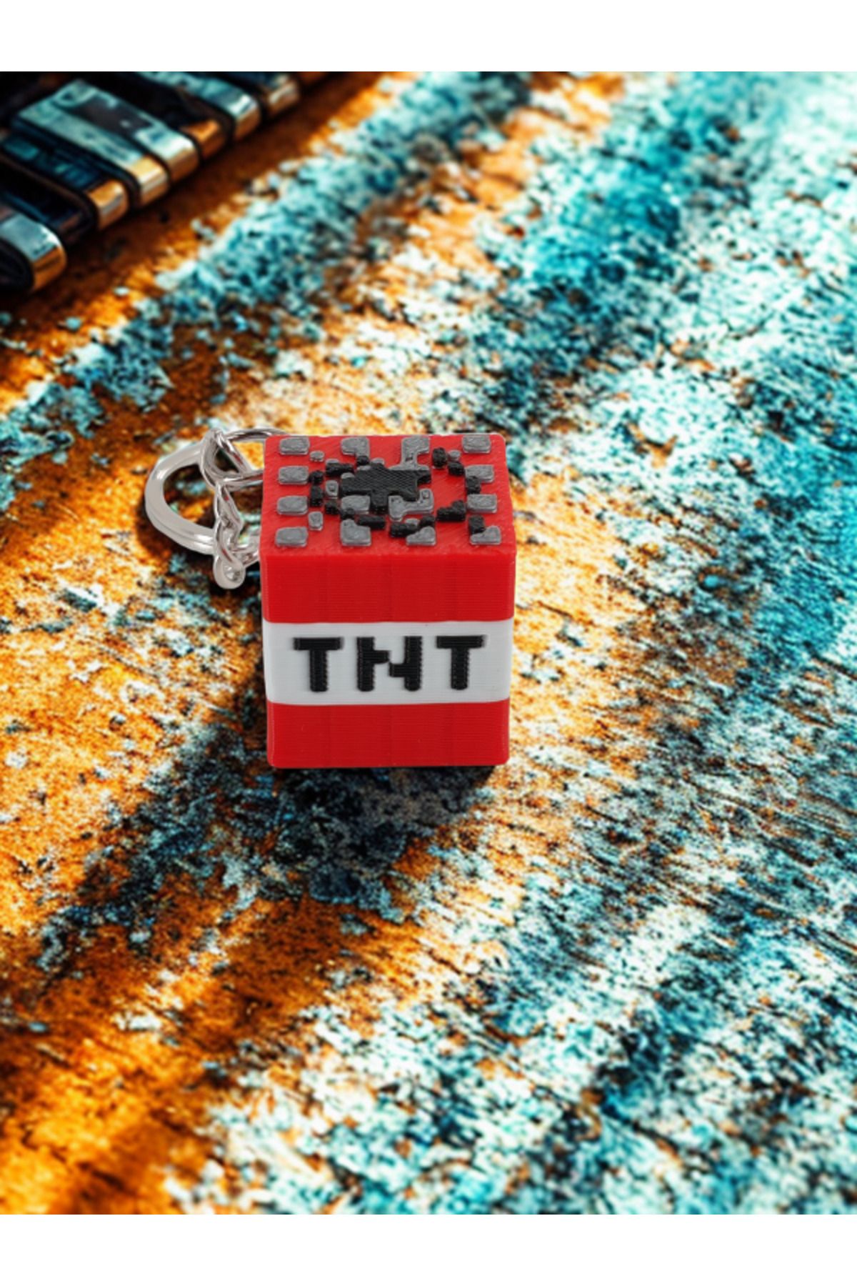 Shuttle Park Unisex Özel Şık Tasarım Minecraft TNT Blok Figürlü 3D Sert Plastik Anahtarlık Hediye Aksesuar 1 Adet