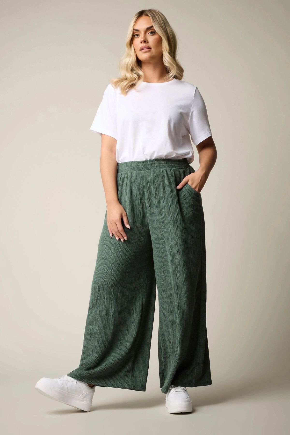 Stil Diva Büyük Beden Beli Lastikli Bol Paça Kalp Desenli Cepli Pantolon 304010