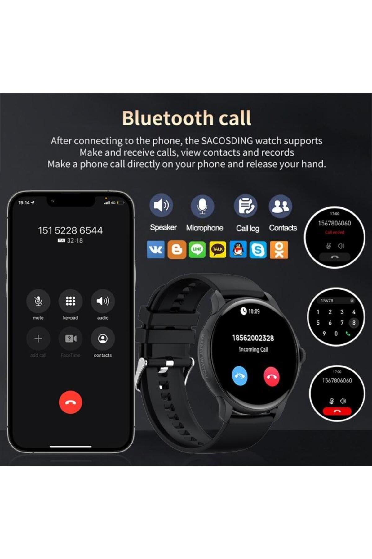 ideal STORE-Ceas Smartwatch idealSTORE STMone, Apel Bluetooth, Asistent Vocal, Ecran AMOLED, 100+ Moduri Sport, 9