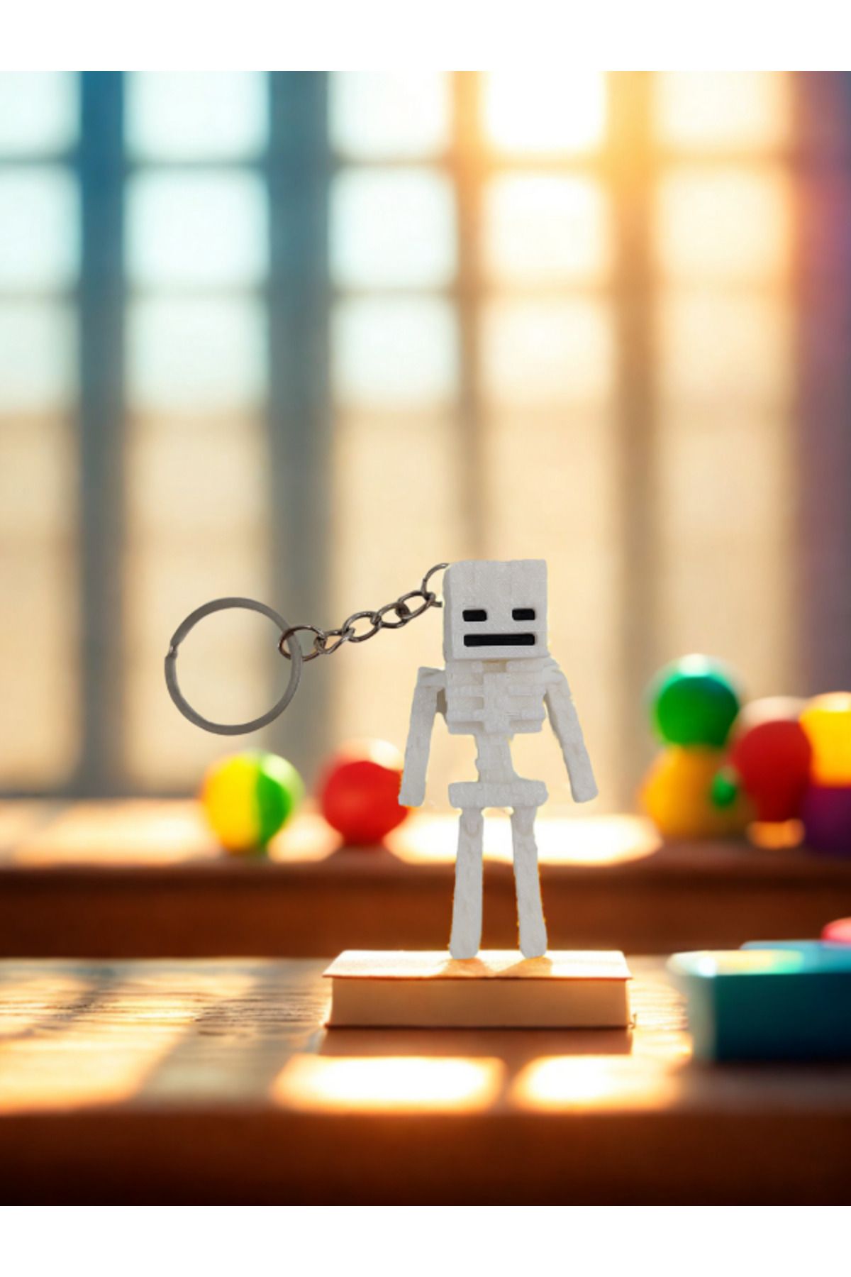 Shuttle Park Unisex Özel Şık Tasarım Minecraft İskelet Hareketli 3DSert Plastik Anahtarlık Hediye Aksesuar 1 Adet