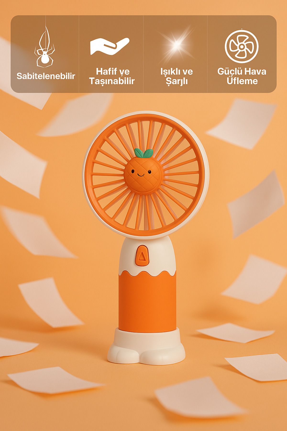 BEYZANA 2 Si 1 Arada Mini Fan Vantilatör Masaüstü El fanı Turbo Üfleme Telefon Standlı Şarjlı Vantilatör