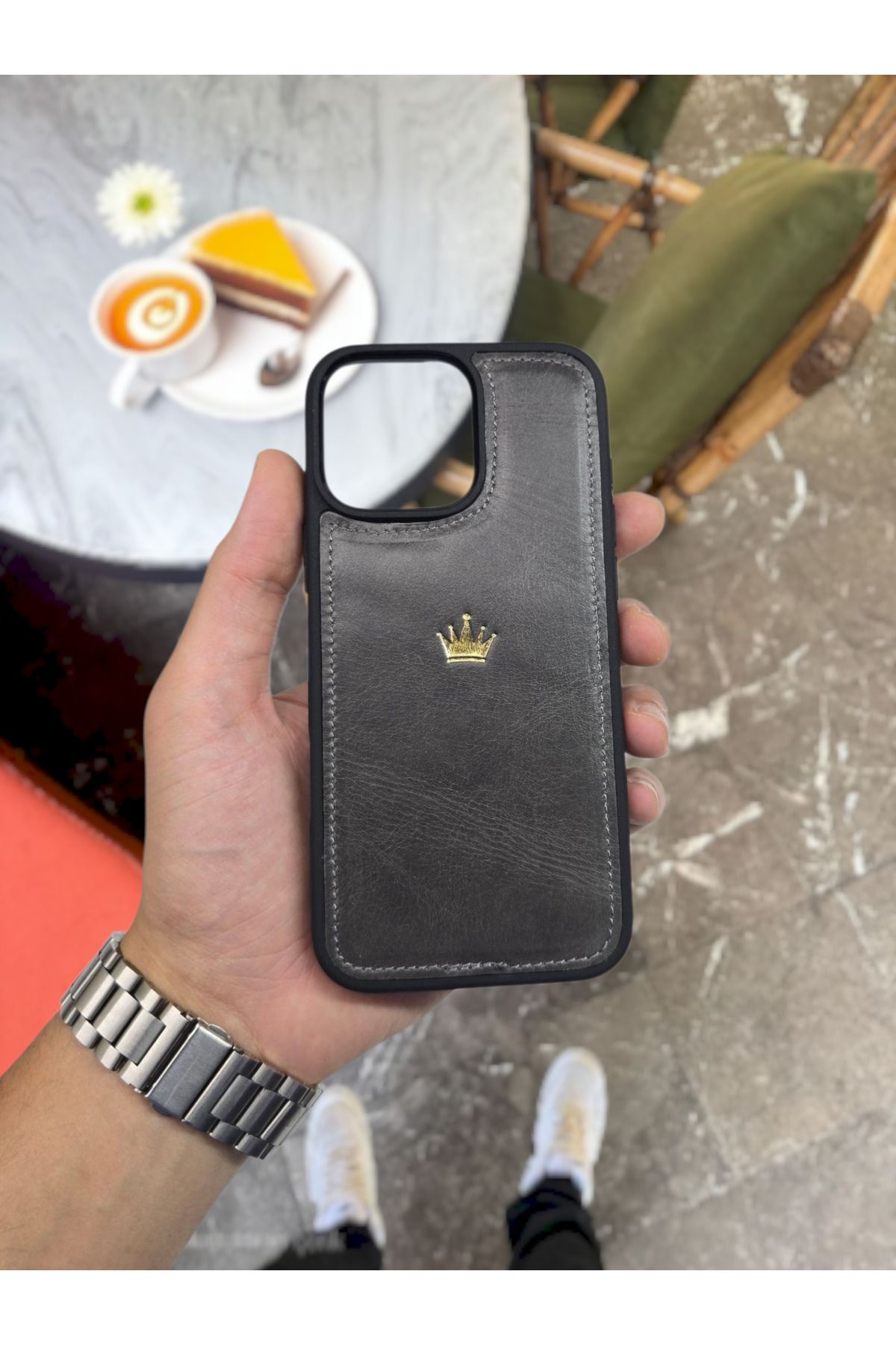 VİSSO Hakiki GERÇEK Deri İPHONE Telefon Kılıfı Kişiye Özel İsim Baskılı İPHONE 15 PRO Uyumlu