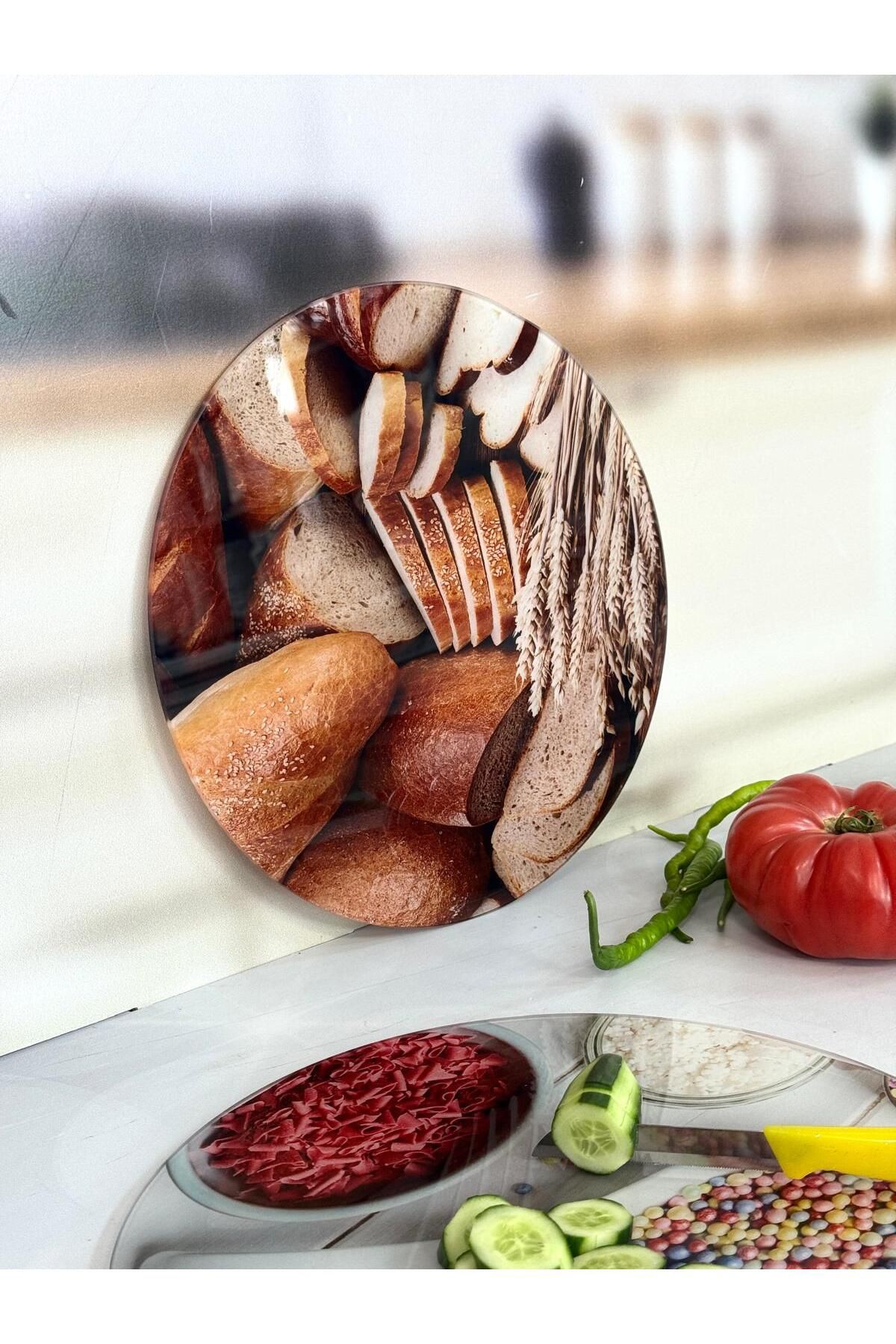 Kosova Cam Kesim Panosu Yuvarlak 32 cm ekmek