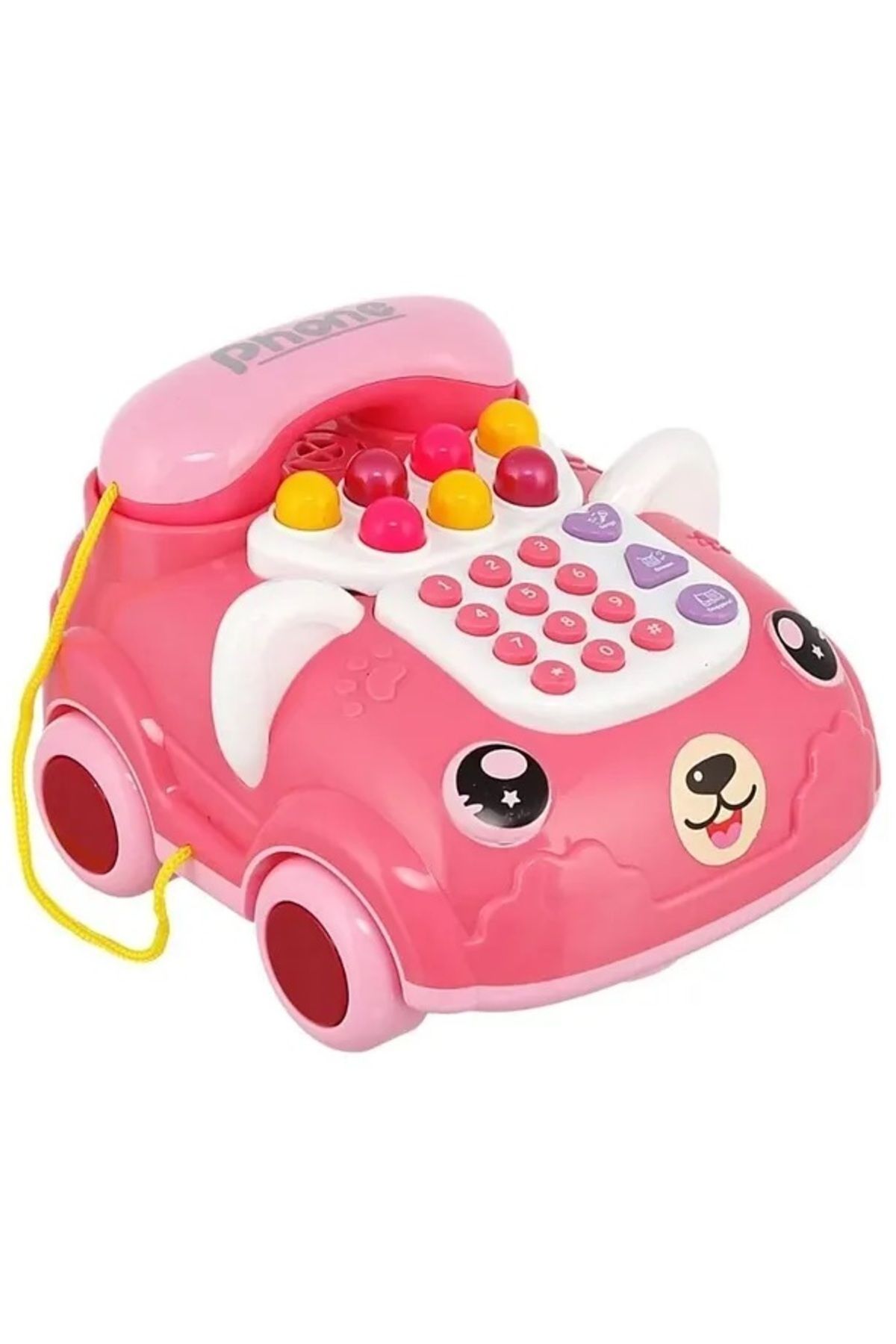 BYCEGU 00052 PEMBE RENK NOSTALJİK MODEL OYUNCAK SESLİ VE IŞIKLI ARABALI MODEL OYUNCAK TELEFON