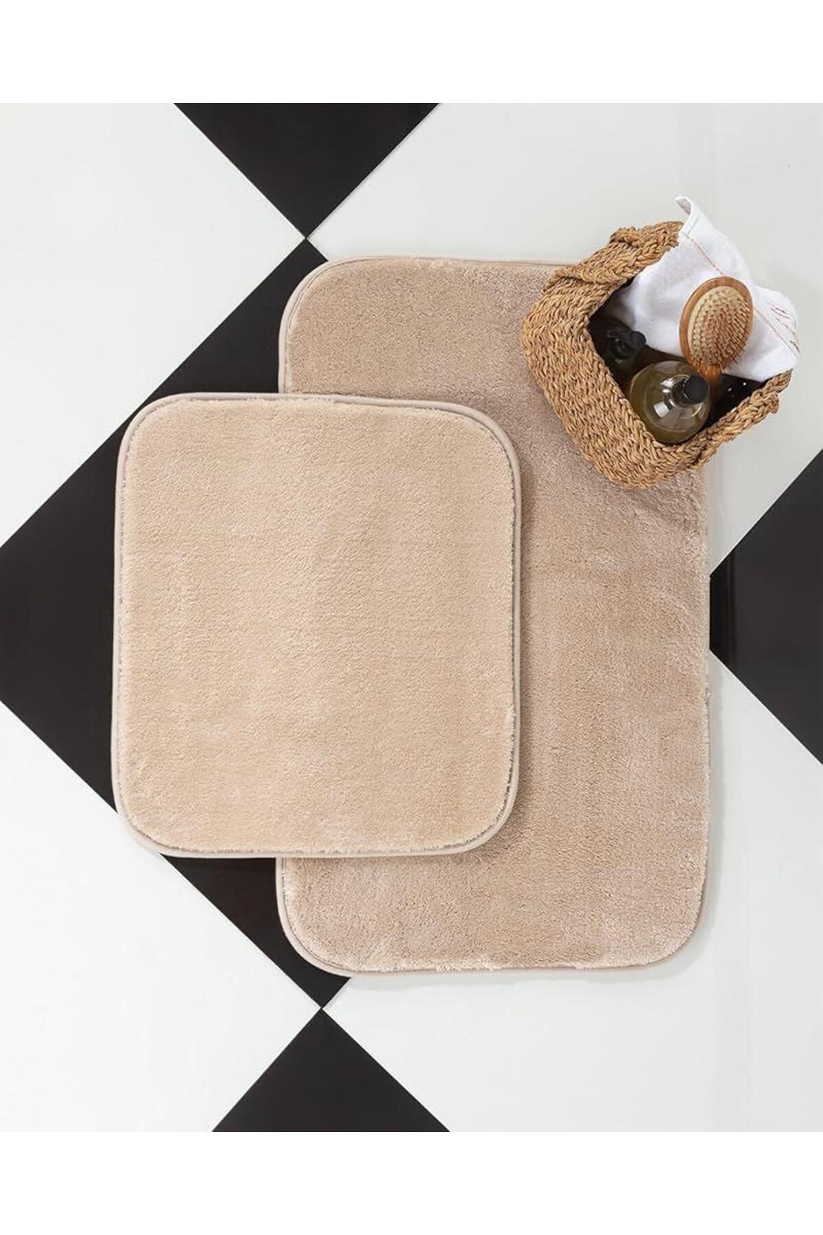 DECORA CASA HOME COLLECTİON Banyo Paspas Takımı 2 Li ( 60X100) Ve (50X60) Yıkanabilir Kaymaz Taban Klozet Takımı