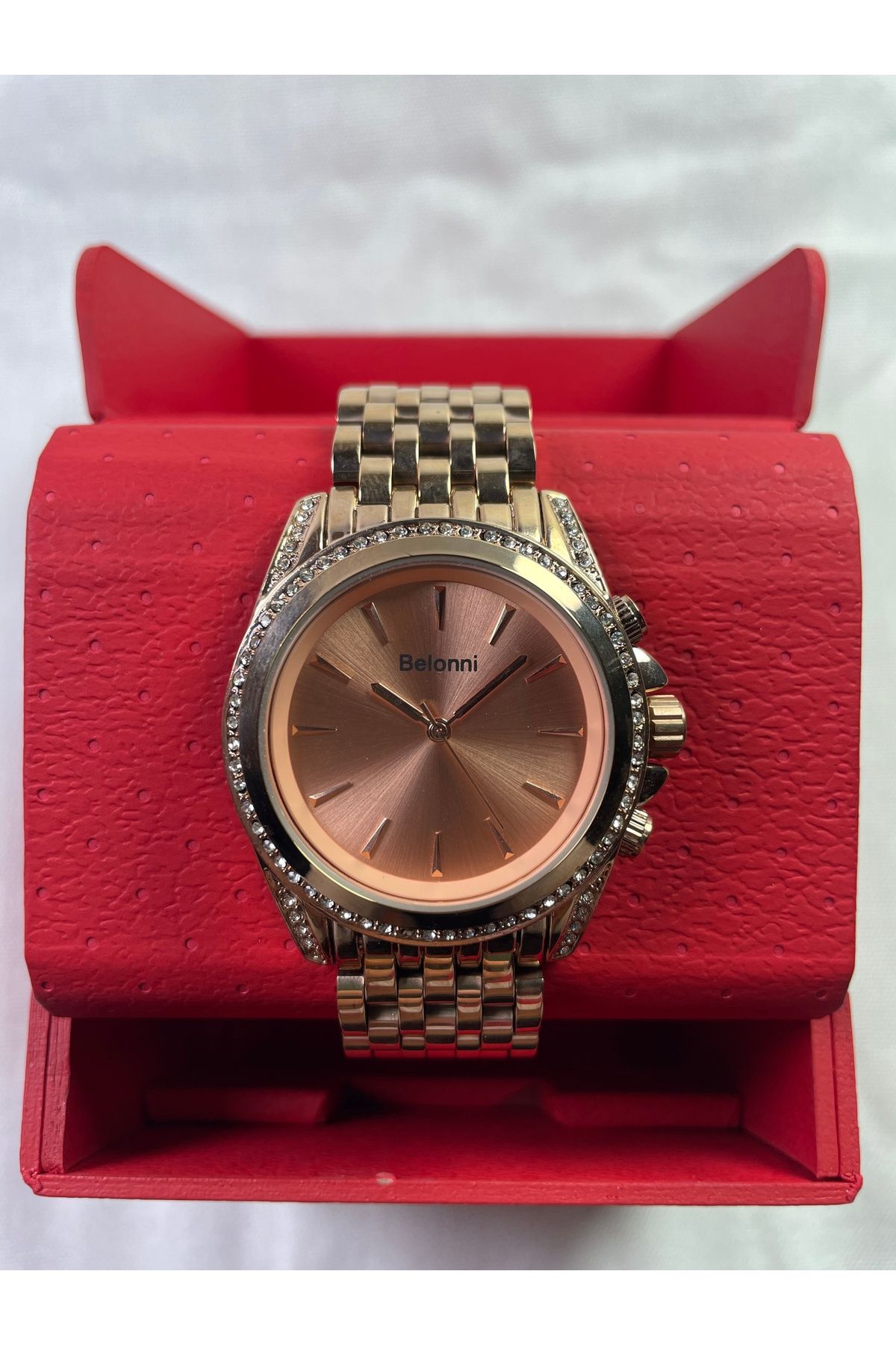 Belonni Full Rose Gold Taşlı Kasalı Kadın Kol Saati