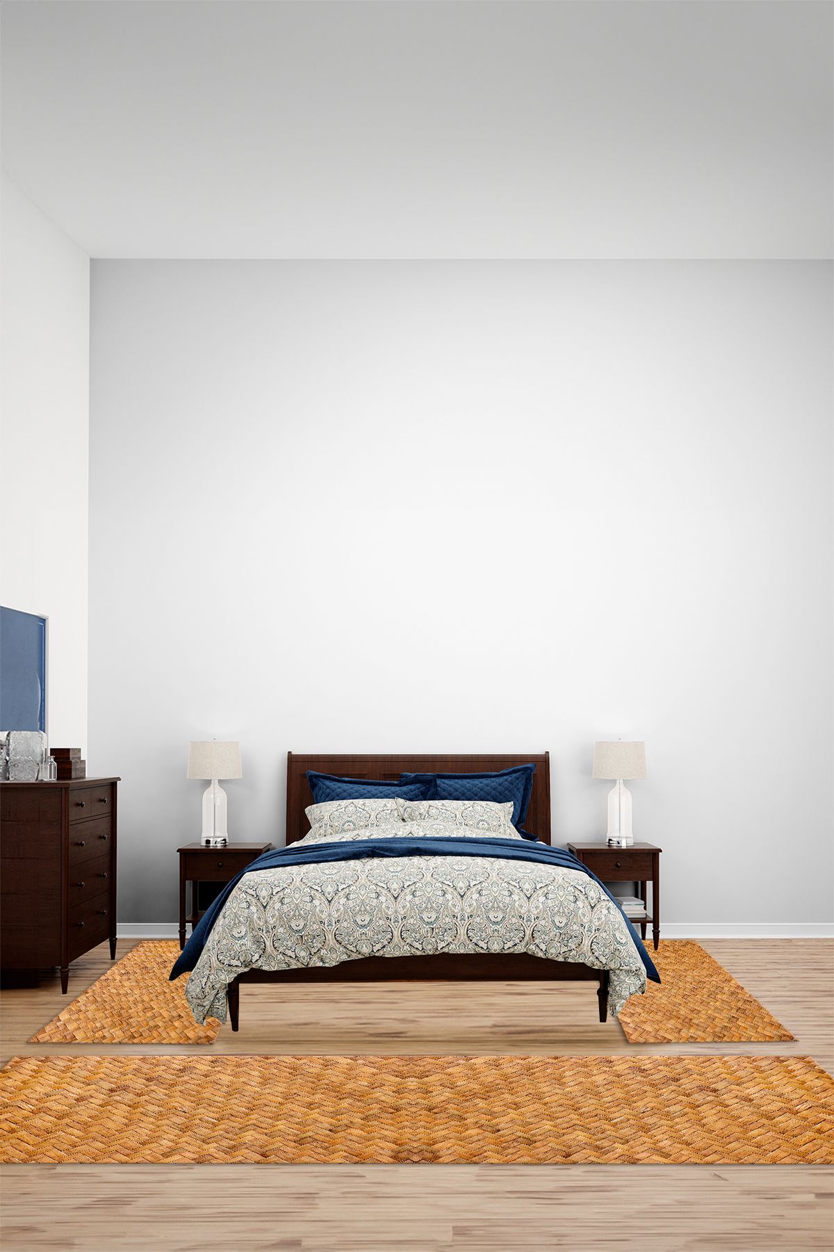 Viyana Home Dijital Kaymaz Taban Jüt Modern Yıkanabilir Yatak Odası Takım Halısı, YO-JÜT-51-TURUNCU,