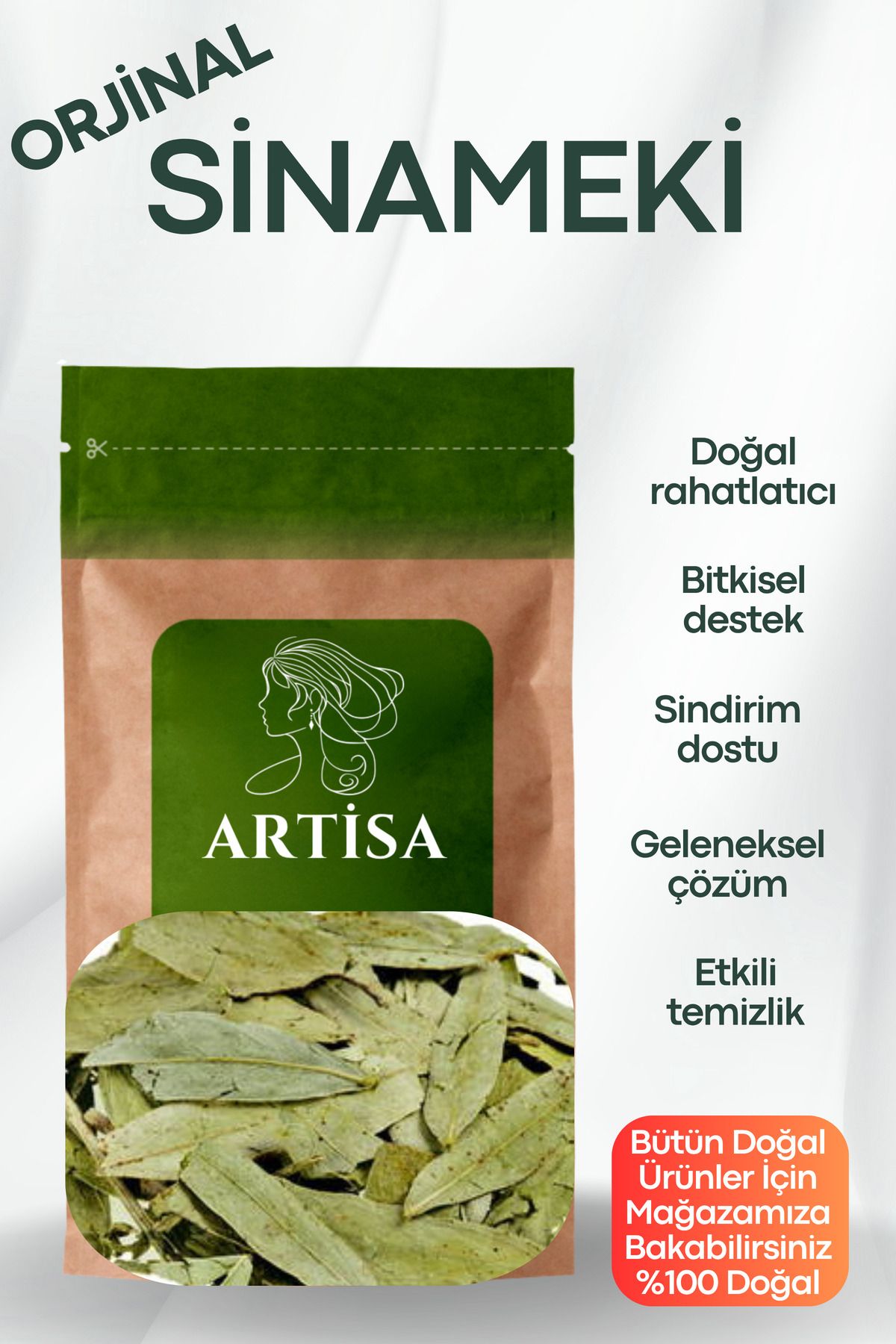 Artisa Doğal Sinameki Yaprağı 100gr – 100% Saf & Katkısız – Yeni Mahsul