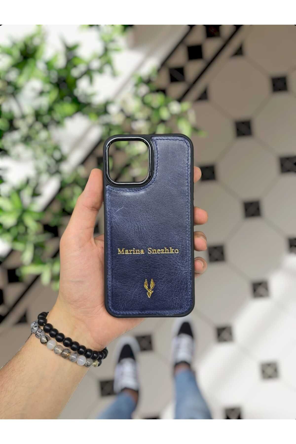 VİSSO Hakiki Doğal Deri İPHONE Telefon Kılıfı Kişiye Özel İsim Baskılı Kadın Erkek İPHONE 15 PRO MAX
