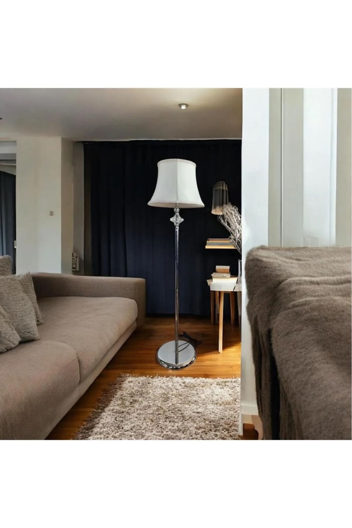 ABAJUR EVİM Yıldız Kristal Metal Kaplama Lambader