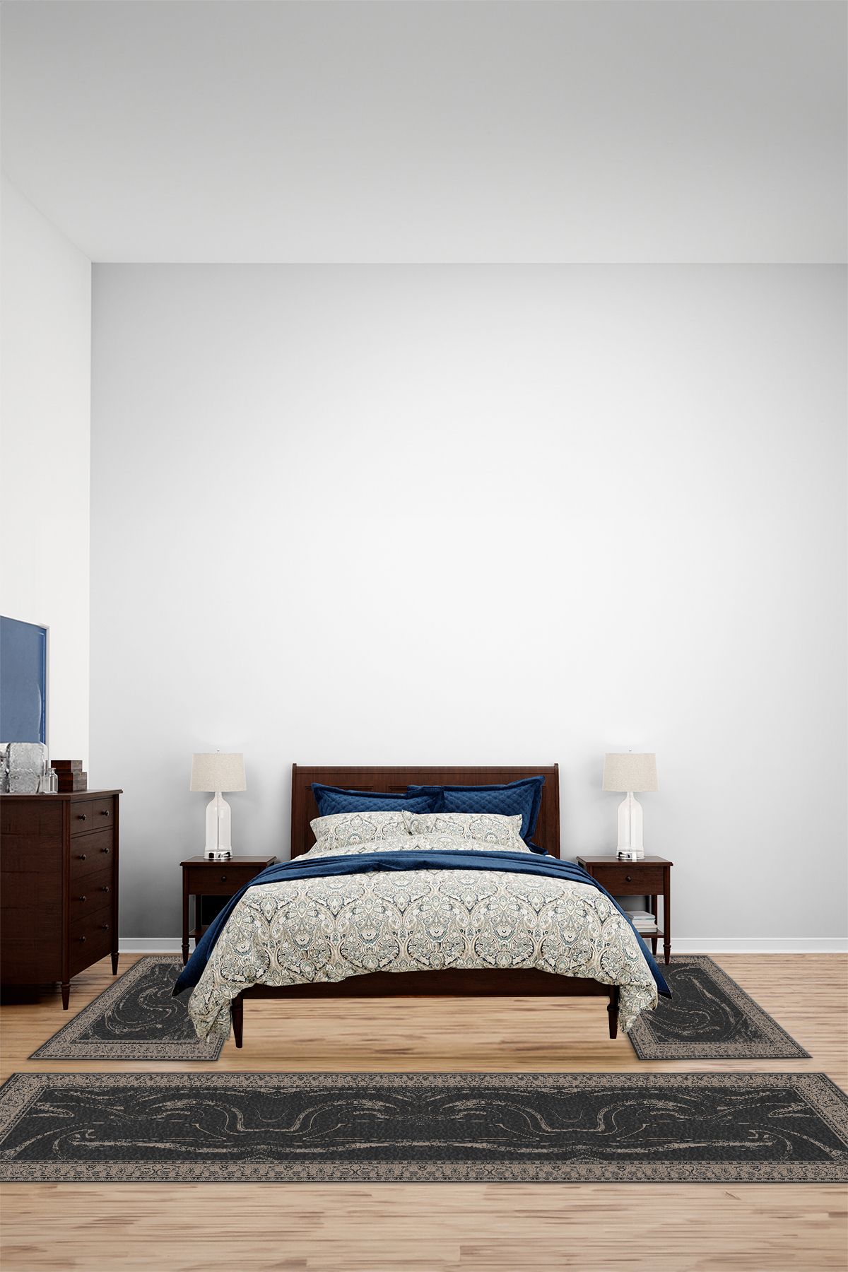 Viyana Home Dijital Kaymaz Taban Klasik Etnik Modern Yıkanabilir Üçlü Yatak Odası Halısı, YO-KLASİK-111-KAHVE,