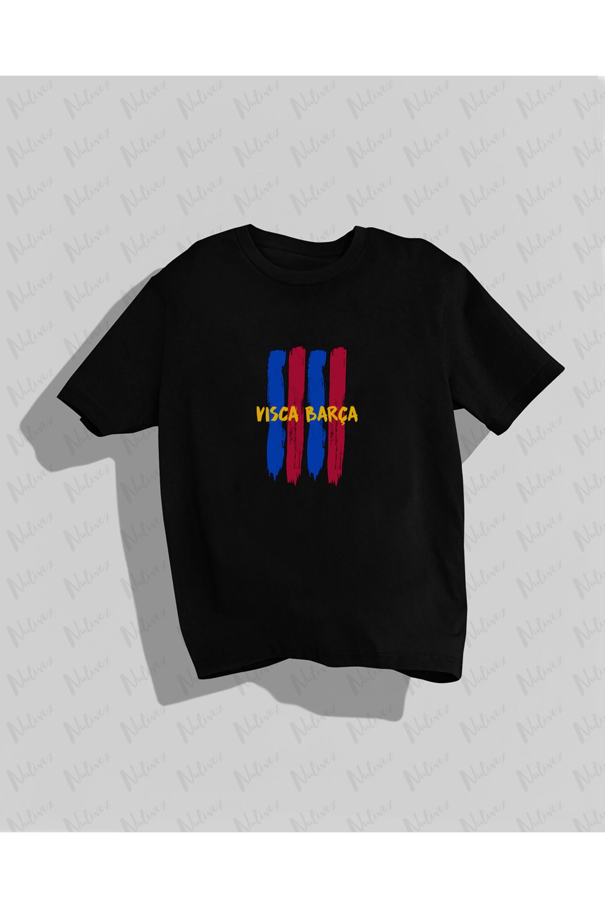 Nulivez Visca Barca Tasarımı Baskılı Yüksek Kalite Kompakt Unisex Oversize T-Shirt
