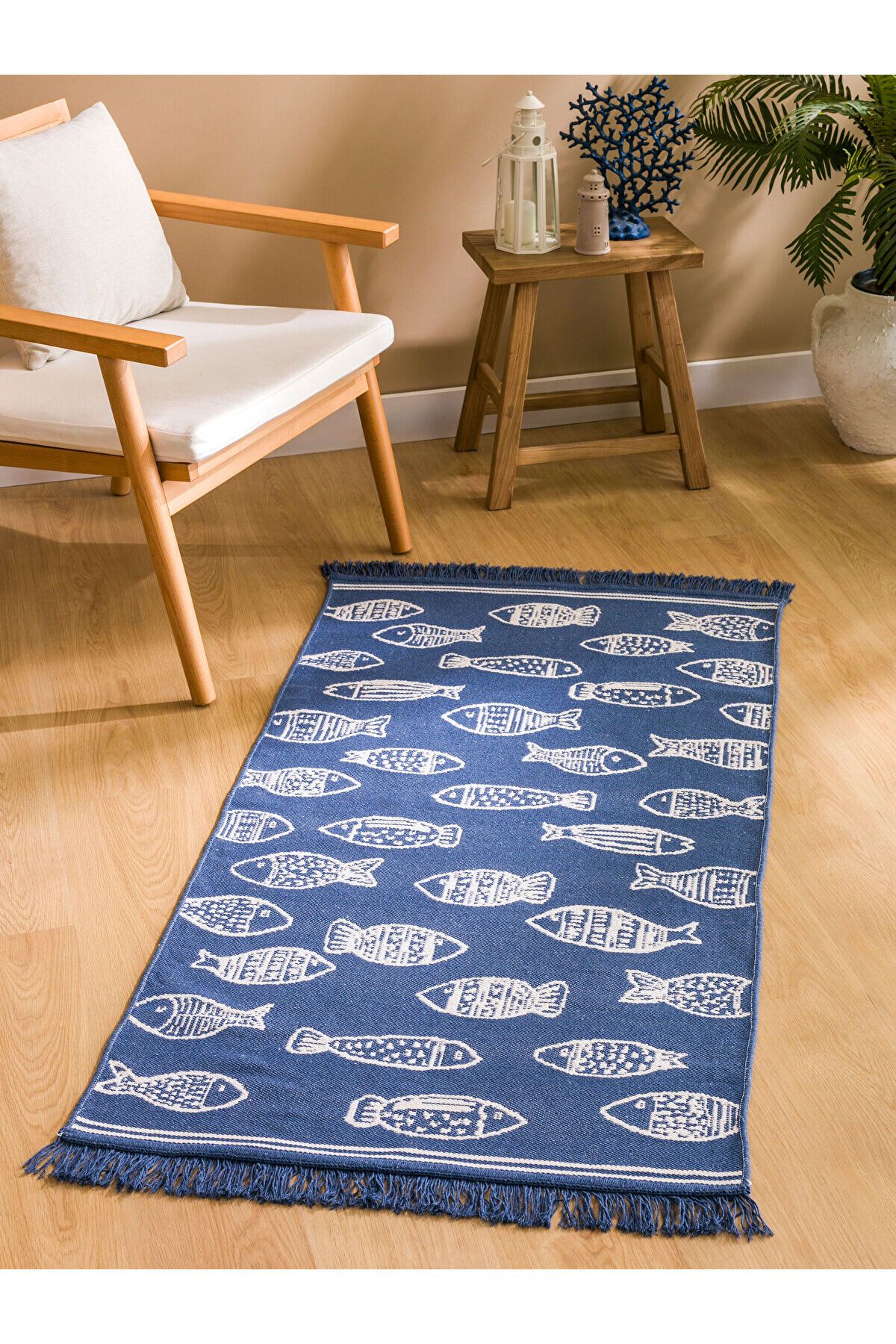 LC Waikiki LCWK Balık Desenli Püsküllü Halı 80x140 cm
