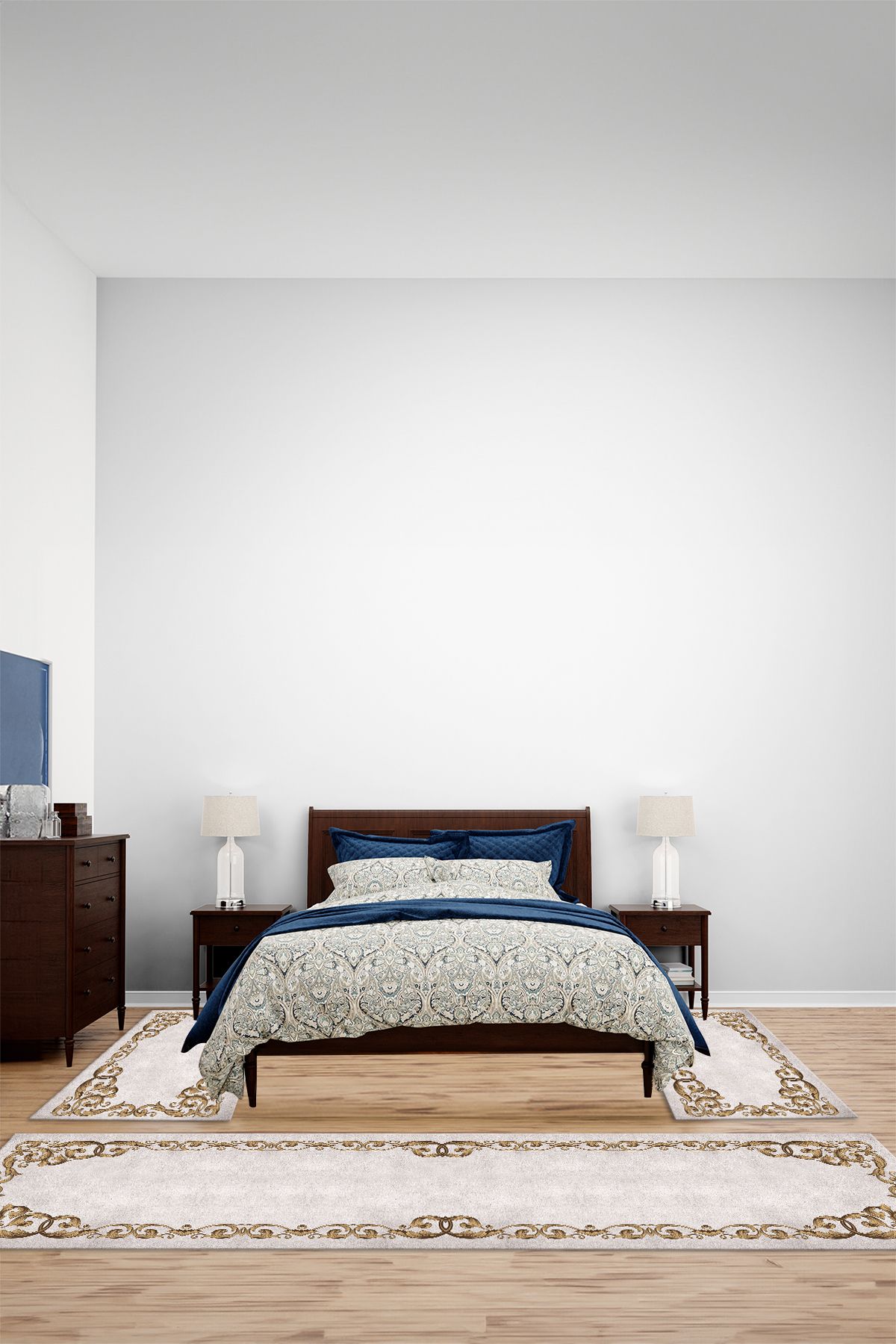 Viyana Home Dijital Kaymaz Taban Klasik Sade Model Yıkanabilir Üçlü Yatak Odası Halısı, YO-KLASİK-88-KAHVE-BEJ,
