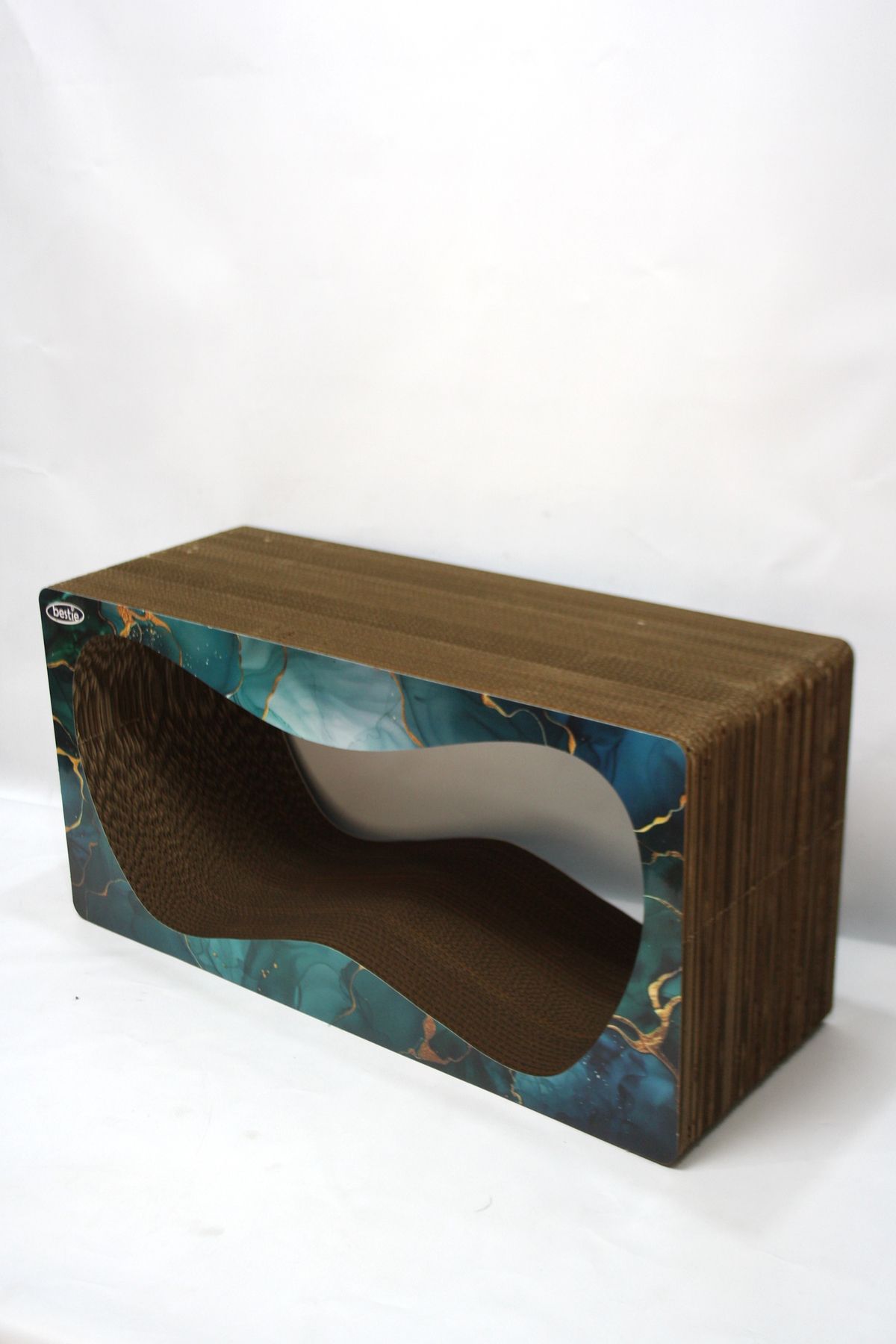 Bestie-Mega 2-Piece - Cat Scratching Sofa Cardboard Cat Scratching Horizontal Scratching- 3D Emerald Pattern 5