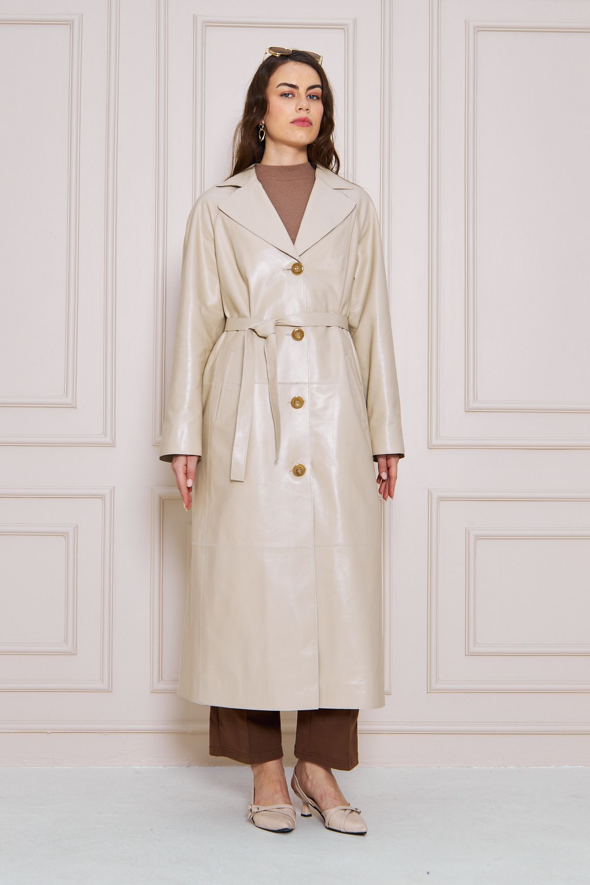 【関税＆送料込み】Moschino Beige Cotton Blend Trench Coat MOSCHINO Cotton Blend Gabardine Long Trench Coat Moschino