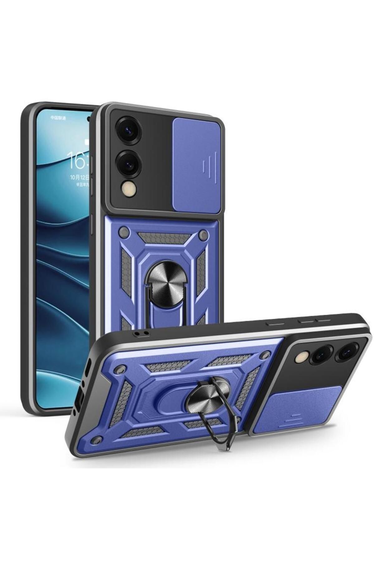 NANOSPACE Samsung Galaxy S25 Edge İle Uyumlu Kılıf Pars Yüzüklü Standlı Kamera Korumalı Kılıf