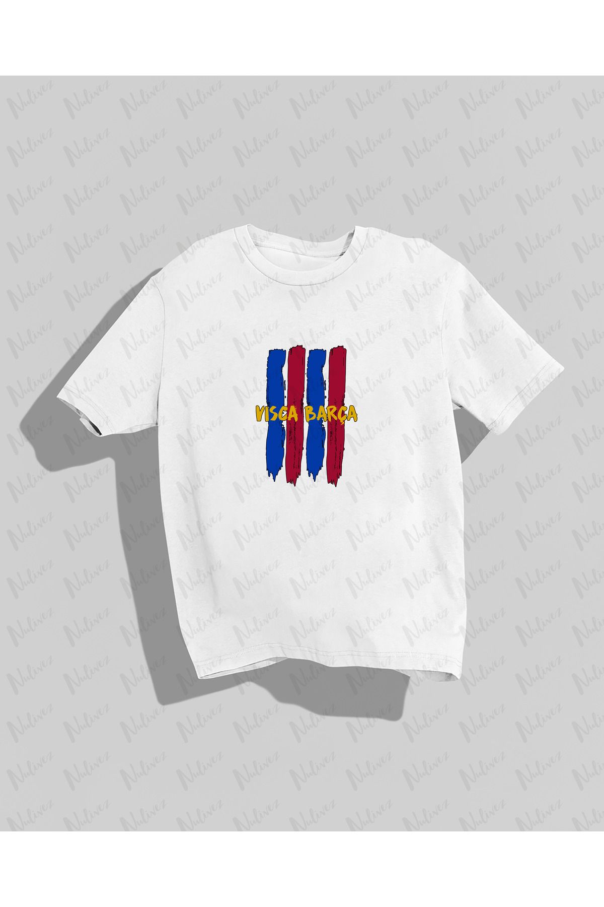 Nulivez Visca Barca Tasarımı Baskılı Yüksek Kalite Kompakt Unisex Oversize T-Shirt