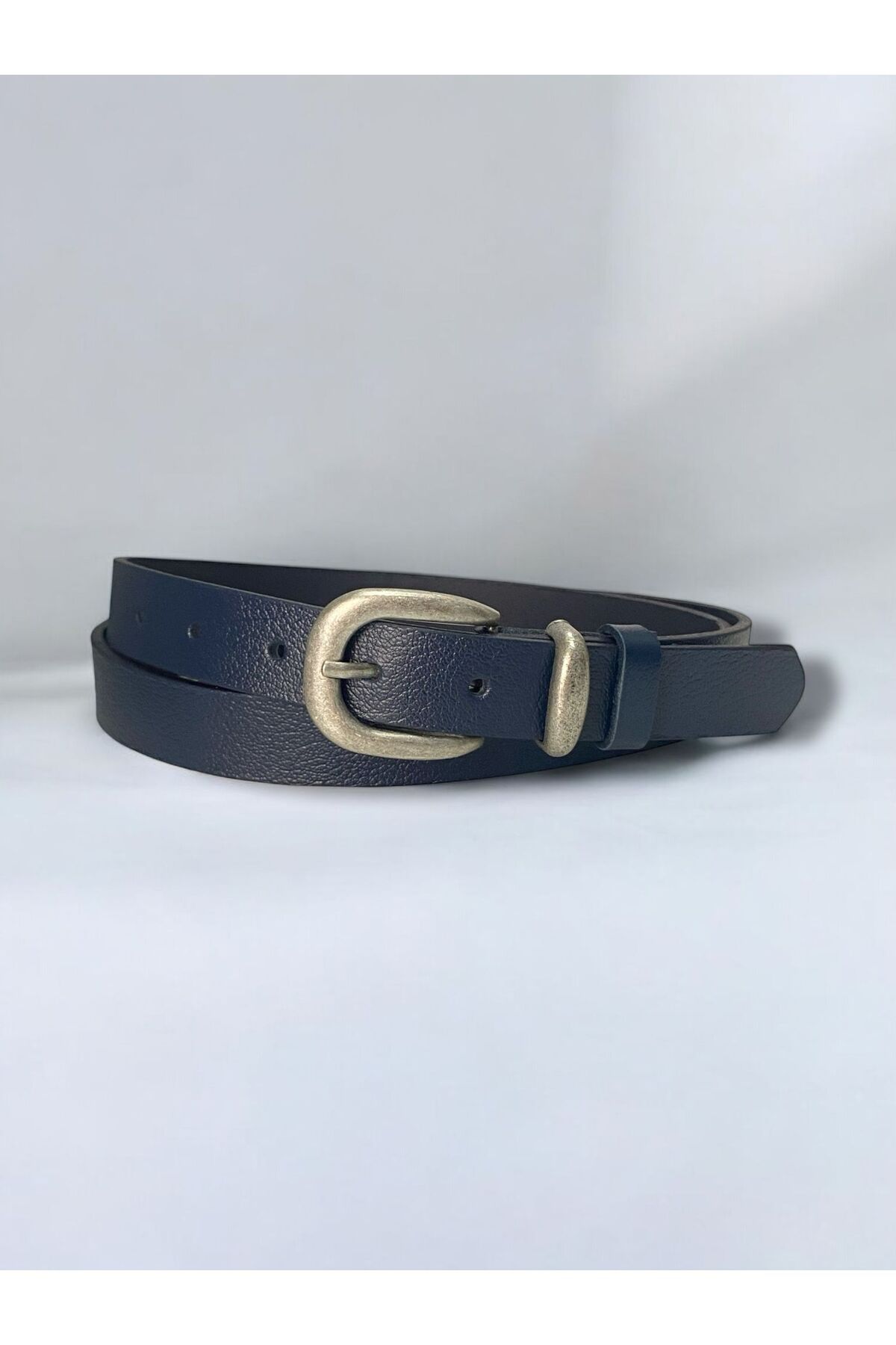 Gesa Erkek %100 hakiki deri ince kalay kaplama tokalı lacivert kemer 2.4 cm