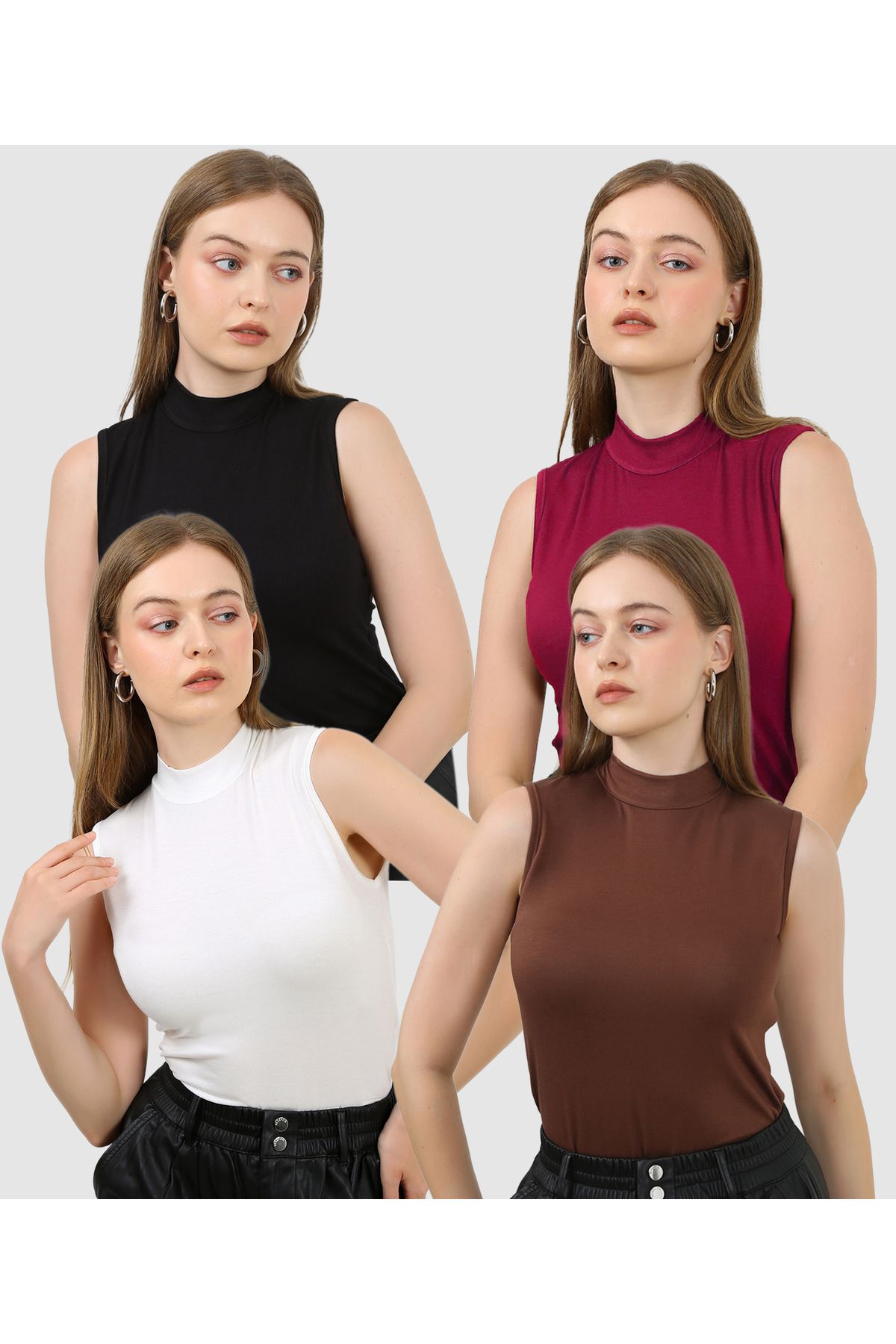 JustMORE Kadın 4'lü Kolsuz Body