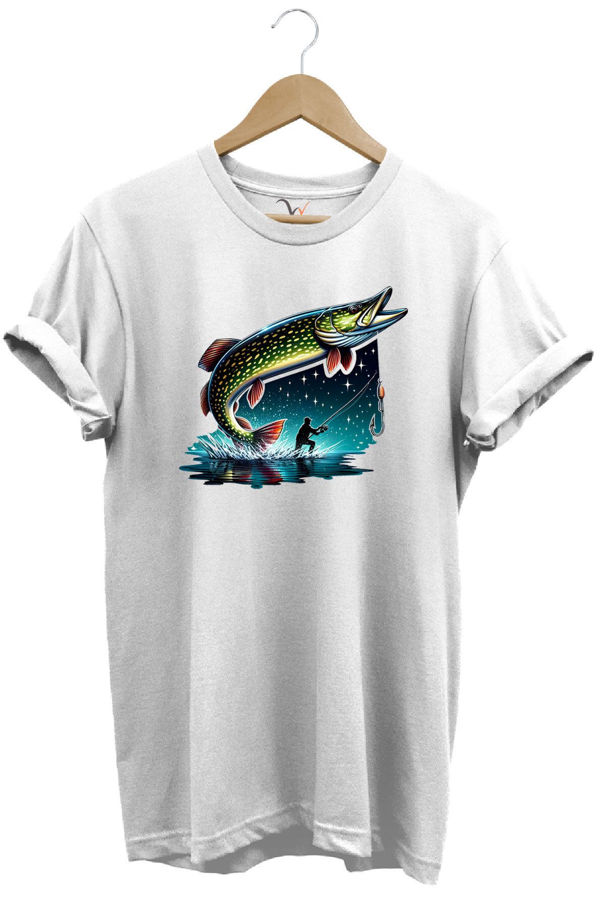 WİDİ Fishing Avcılık Sazan Balığı Tasarım Baskılı %100 Pamuk Regular Fit T-shirt