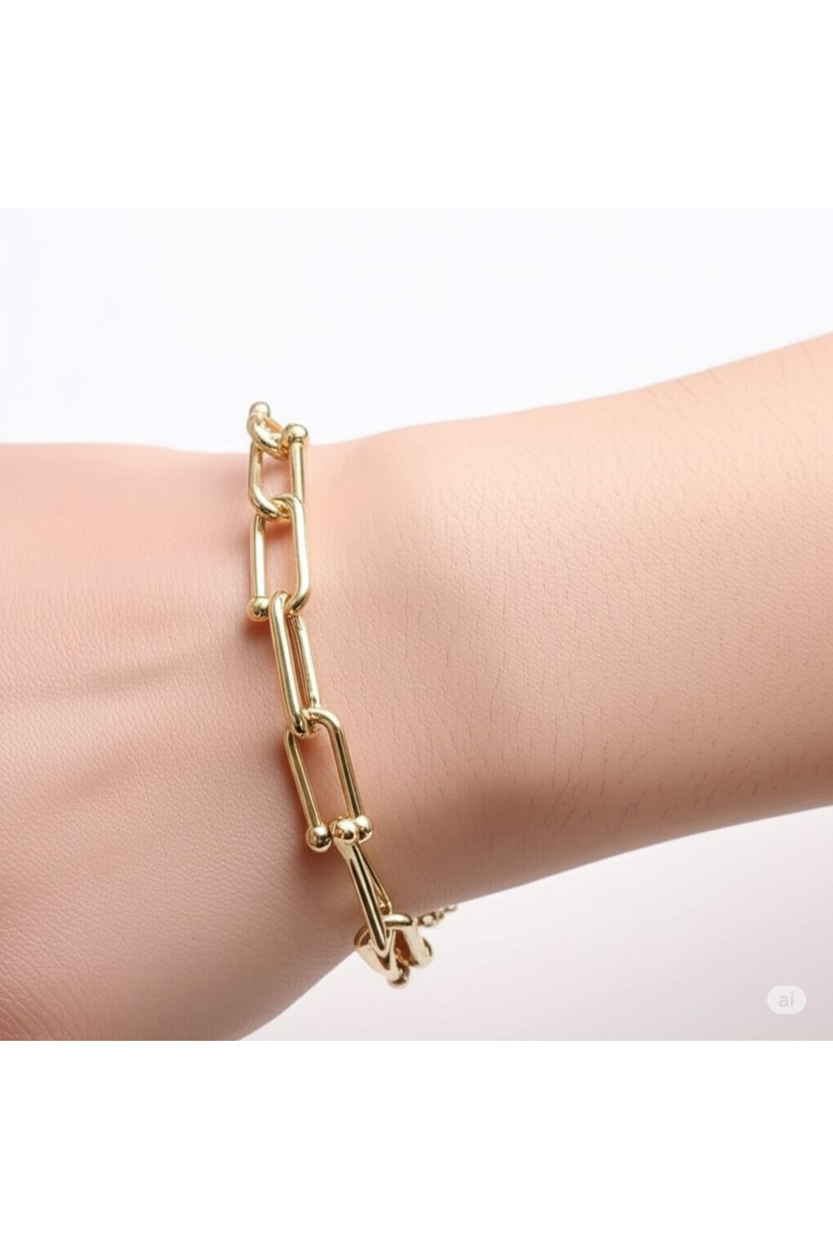 FAMEMUS ACCESSORY Sevgililer ve Özel Günler Çelik Gold Bileklik