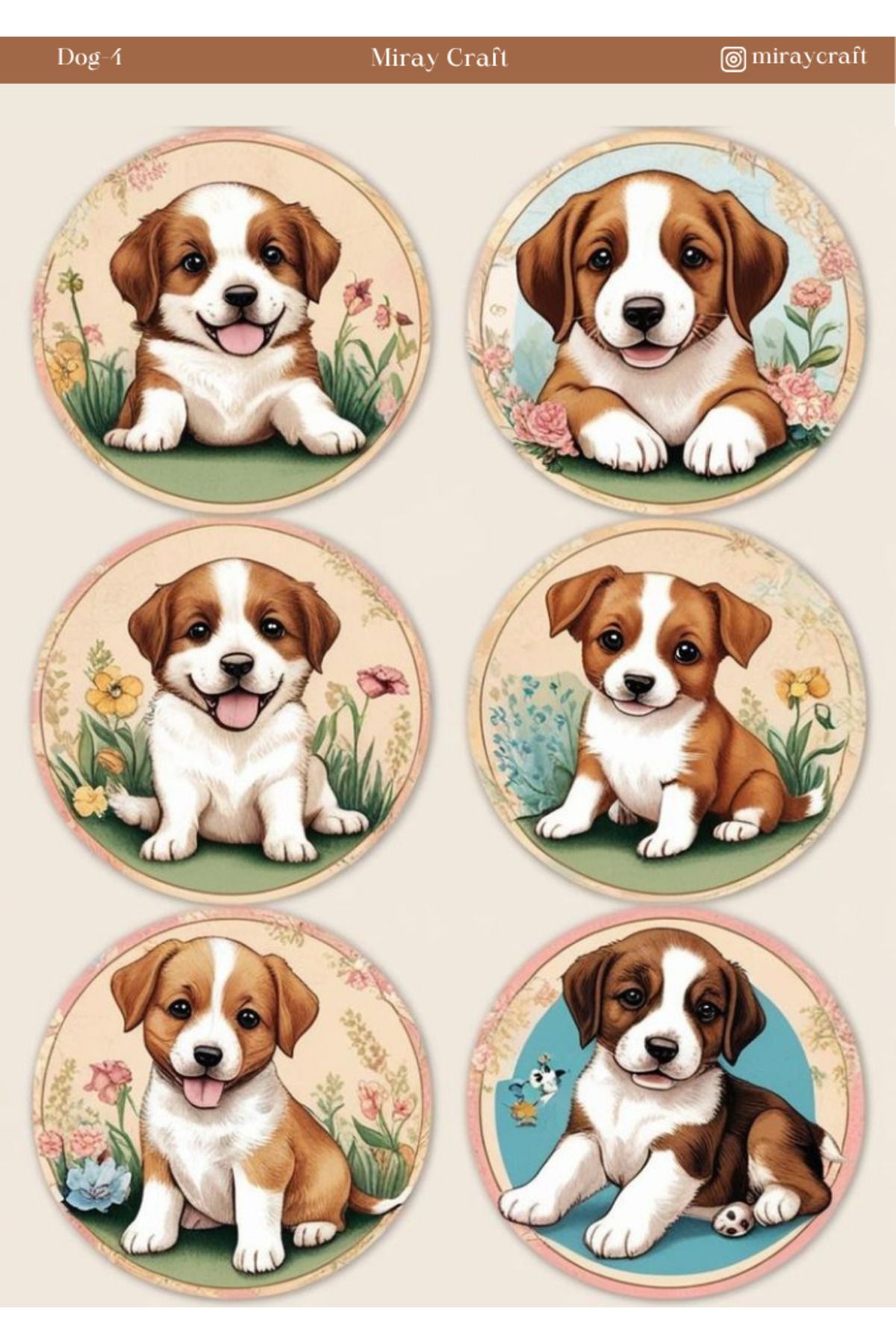 MirayDesign 1 Adet Köpek Temalı Sticker – 12x17 cm Scrapbook, Bullet Journal, Planlayıcı İçin