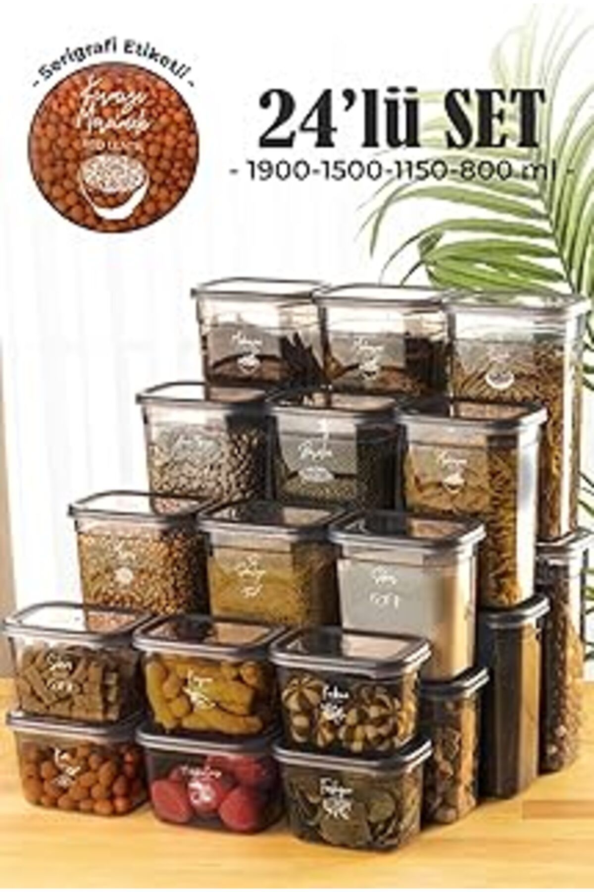 NETWORK ART 24Lü Peggy Dikdörtgen Saklama Kabı Seti 6X(1900Ml, 1500Ml, 1150Ml, 800Ml) Etiketli