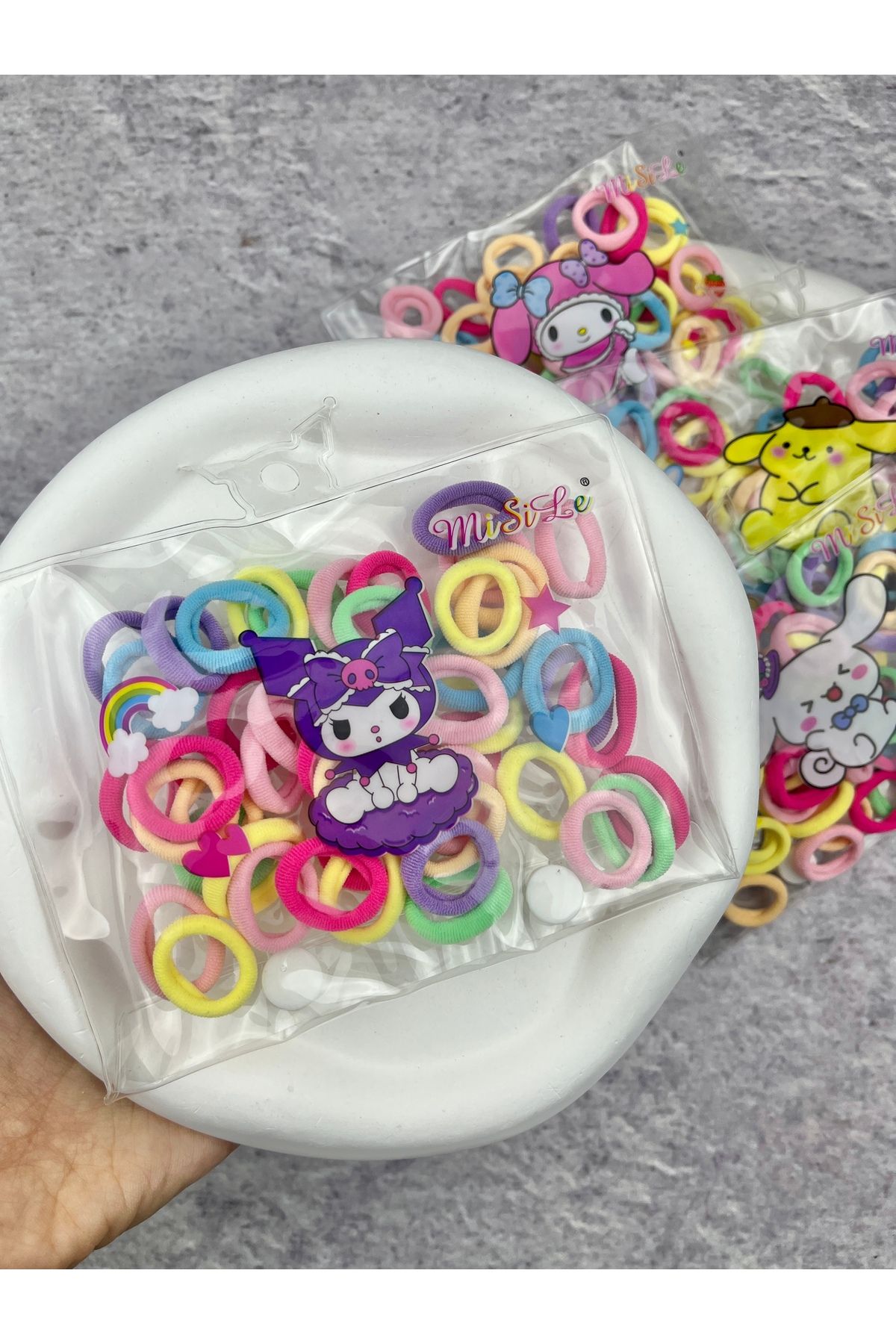 Toka Sepetim Kuromi My Melody Çantalı Mini Yumuşak Havlu Lastik Toka