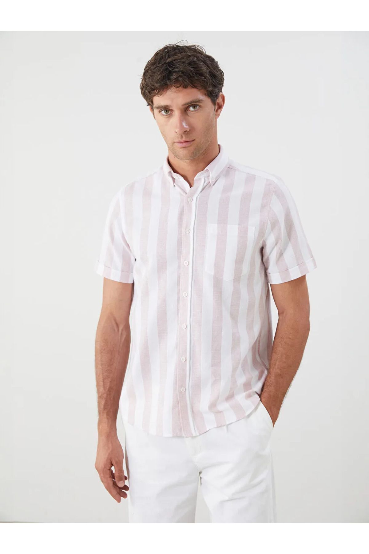 LC Waikiki LCWAIKIKI Classic Mercan Regular Fit Armürlü Cepli Erkek Gömlek
